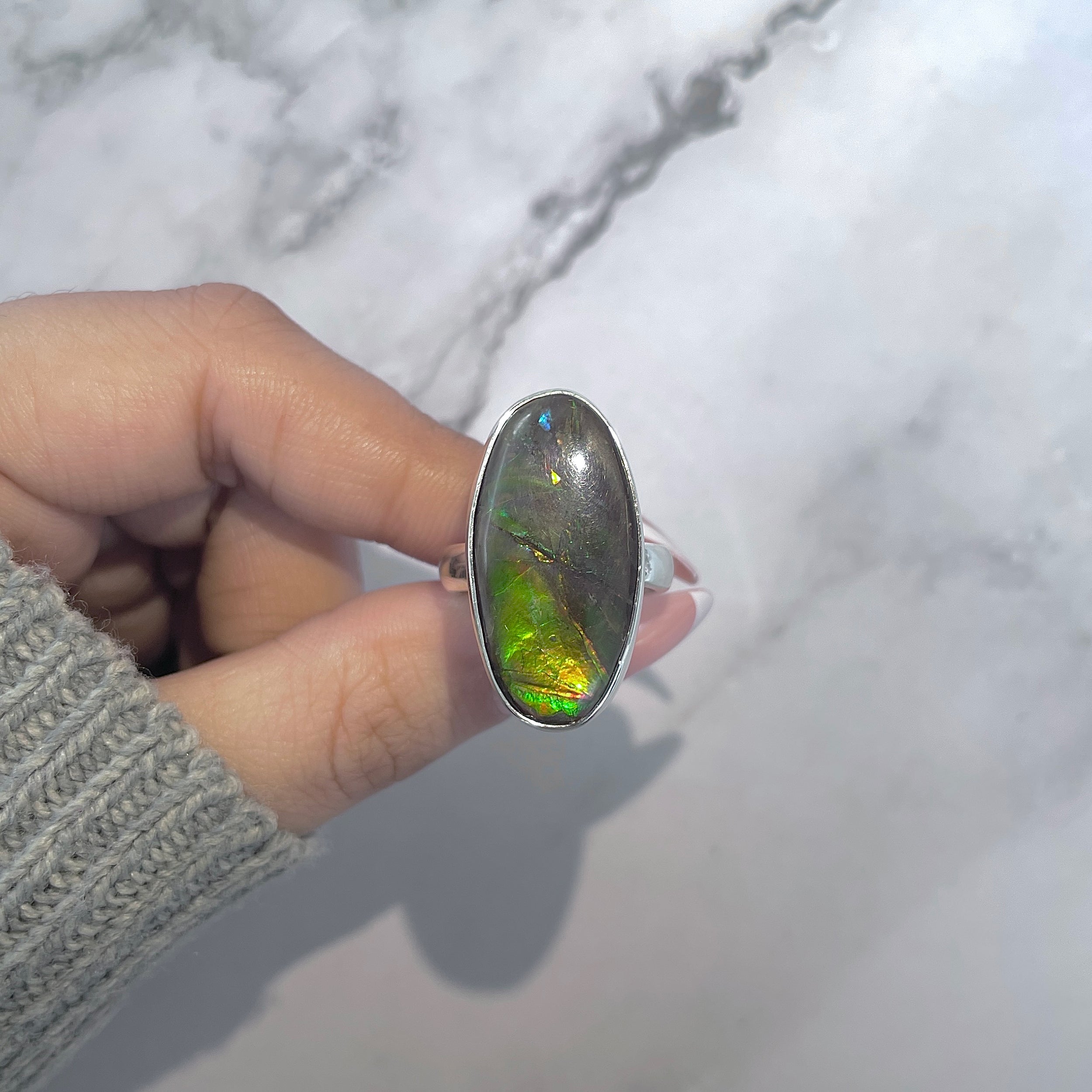 Ammolite Adjustable Ring-(AML-R-139.)
