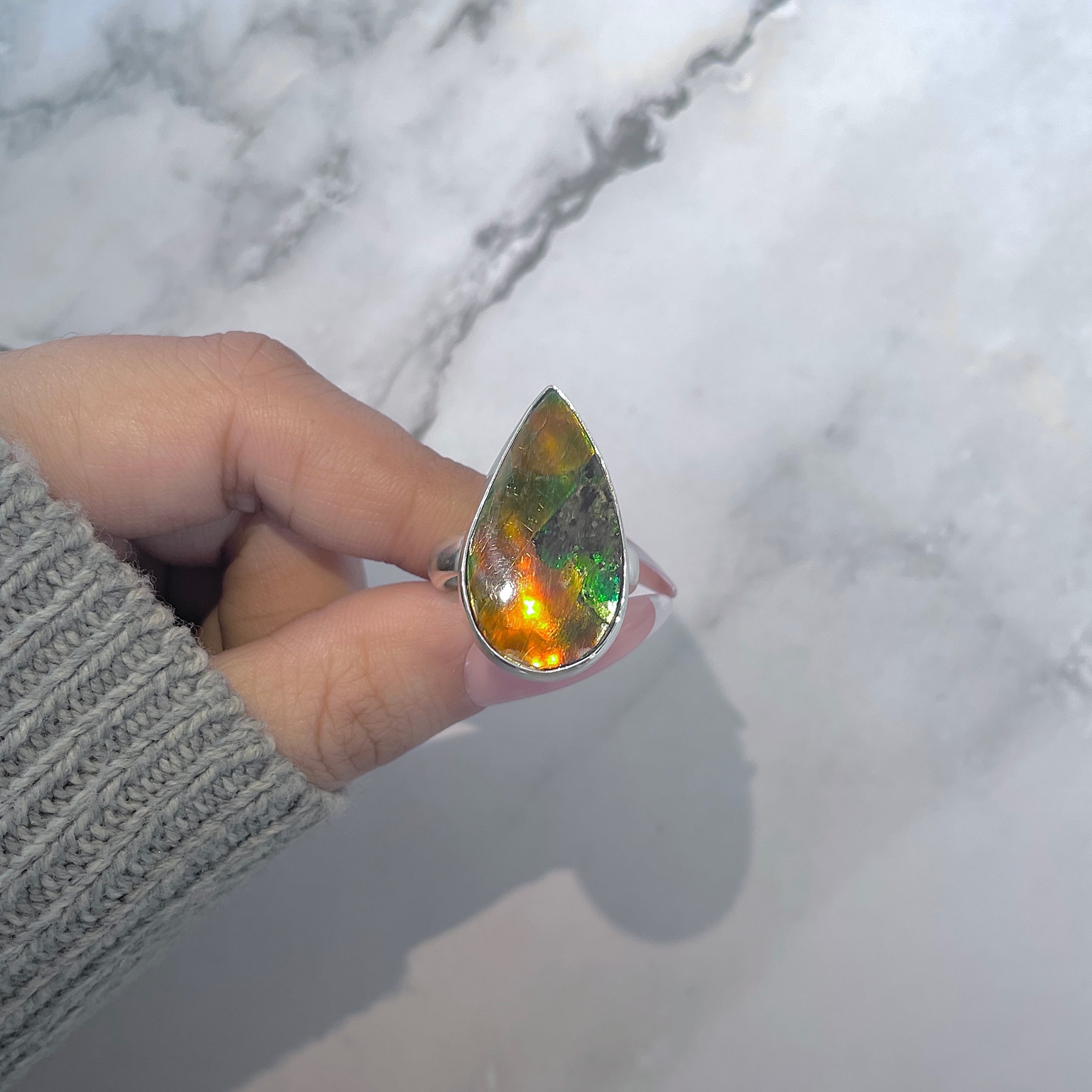 Ammolite Adjustable Ring-(AML-R-140.)