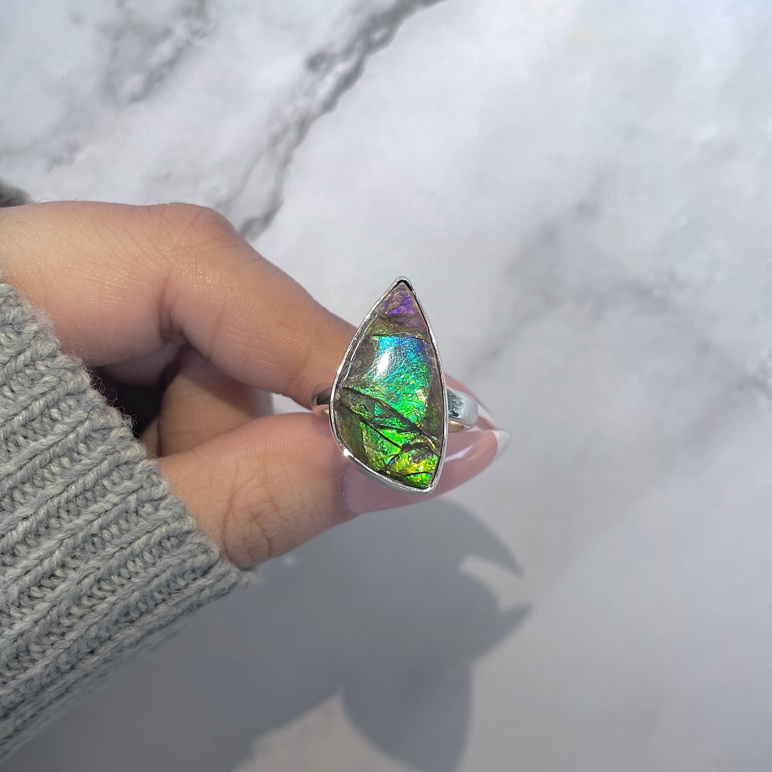 Ammolite Adjustable Ring-(AML-R-141.)