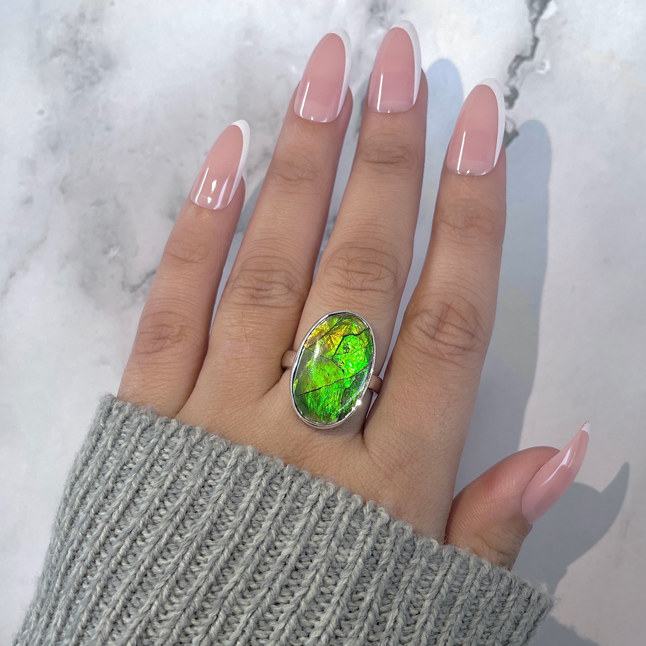 Ammolite Adjustable Ring-(AML-R-142.)