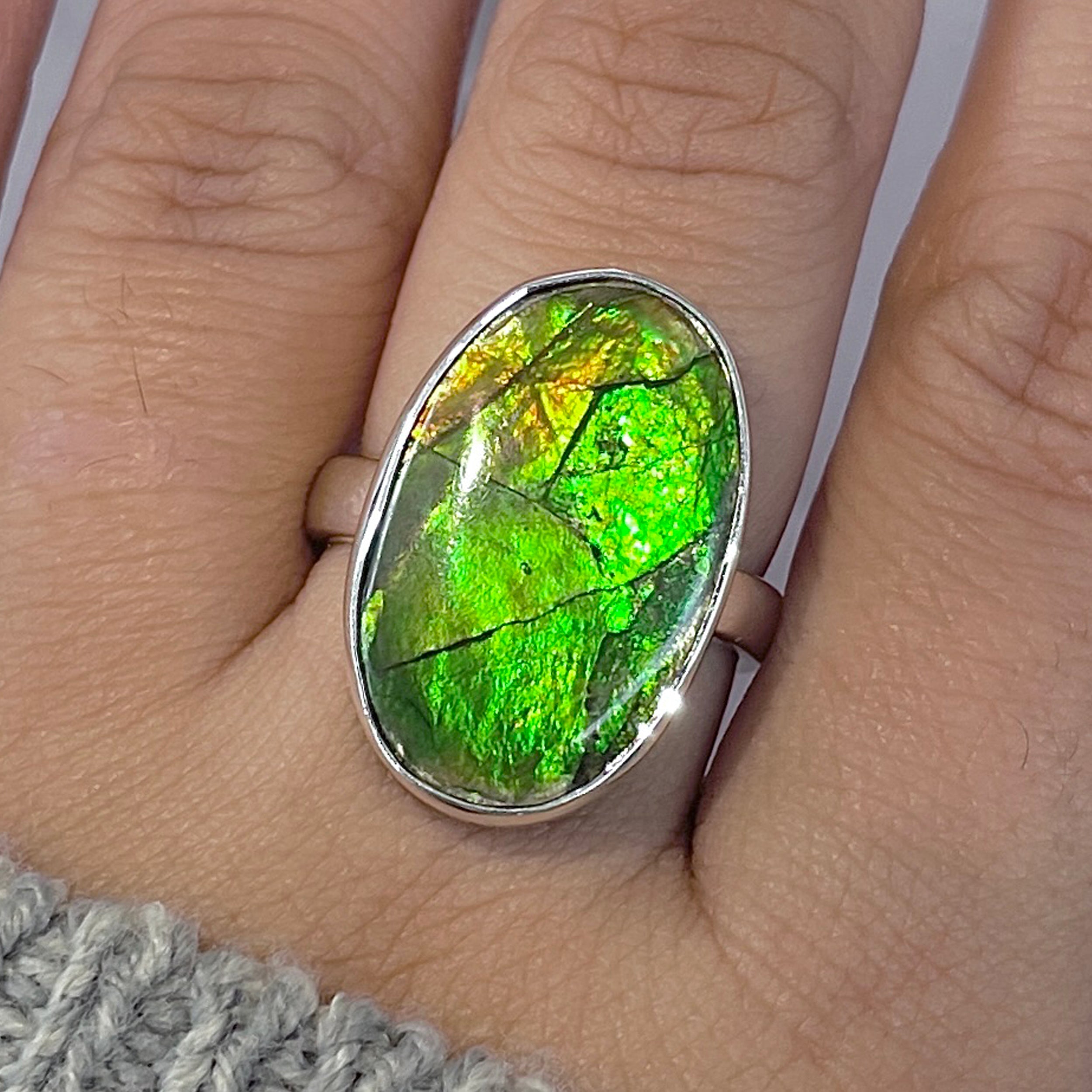 Ammolite Adjustable Ring-(AML-R-142.)