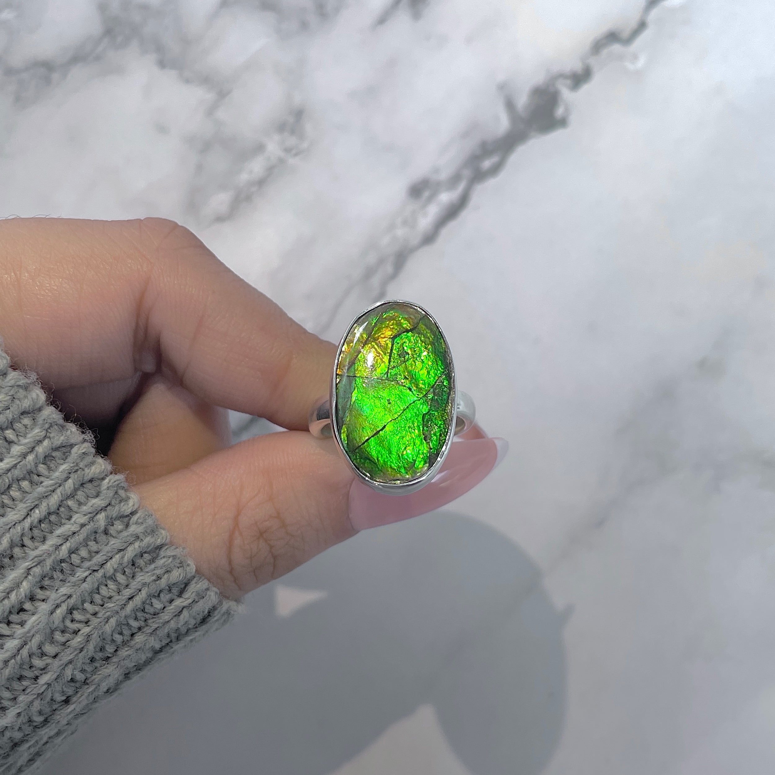 Ammolite Adjustable Ring-(AML-R-142.)