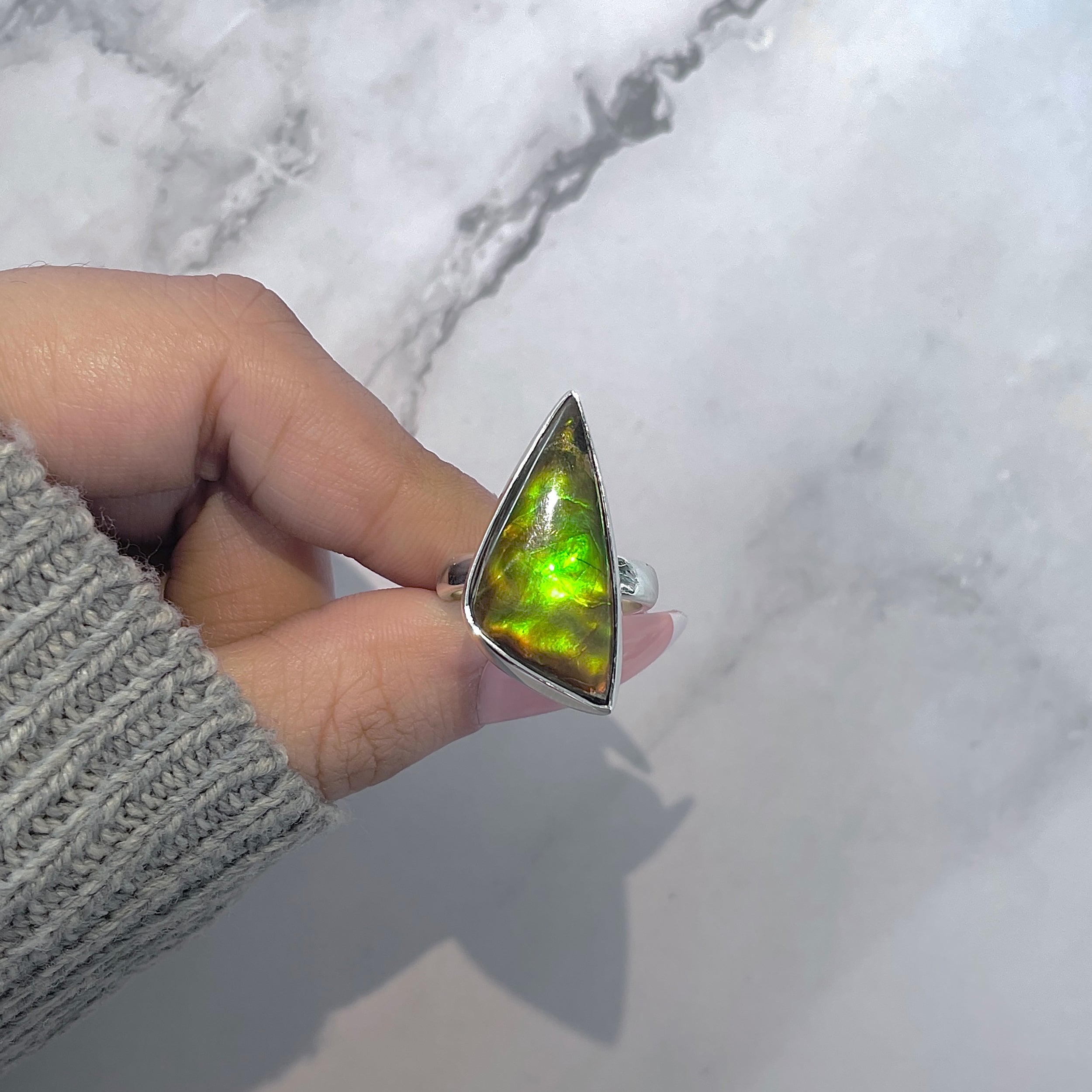 Ammolite Adjustable Ring-(AML-R-143.)