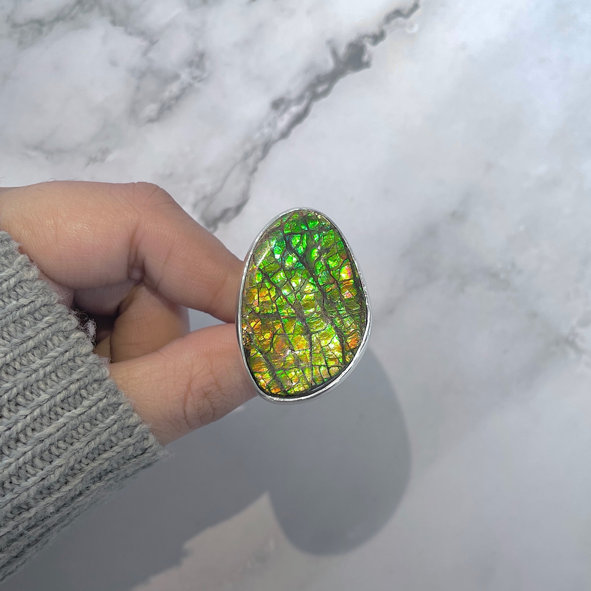 Ammolite Adjustable Ring-(AML-R-144.)