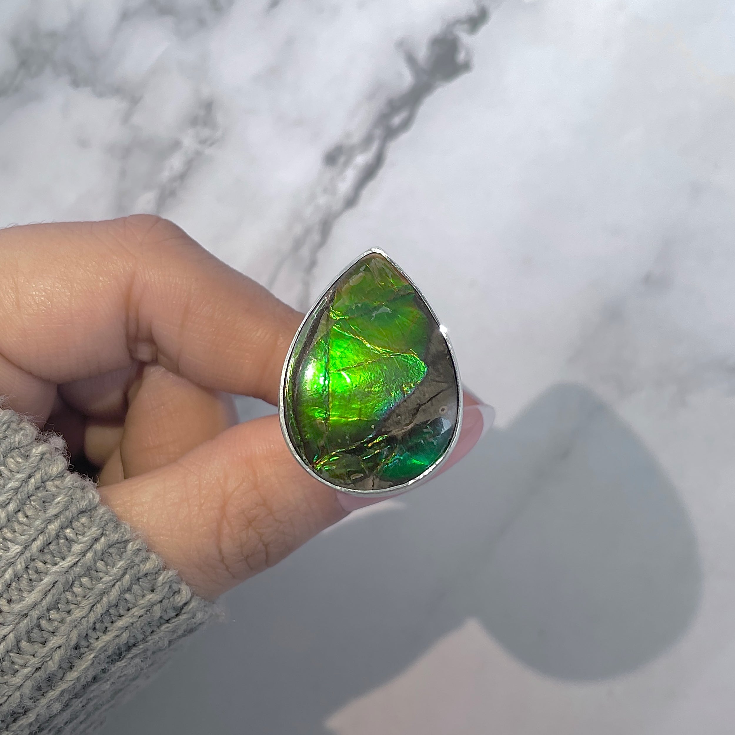 Ammolite Adjustable Ring-(AML-R-145.)
