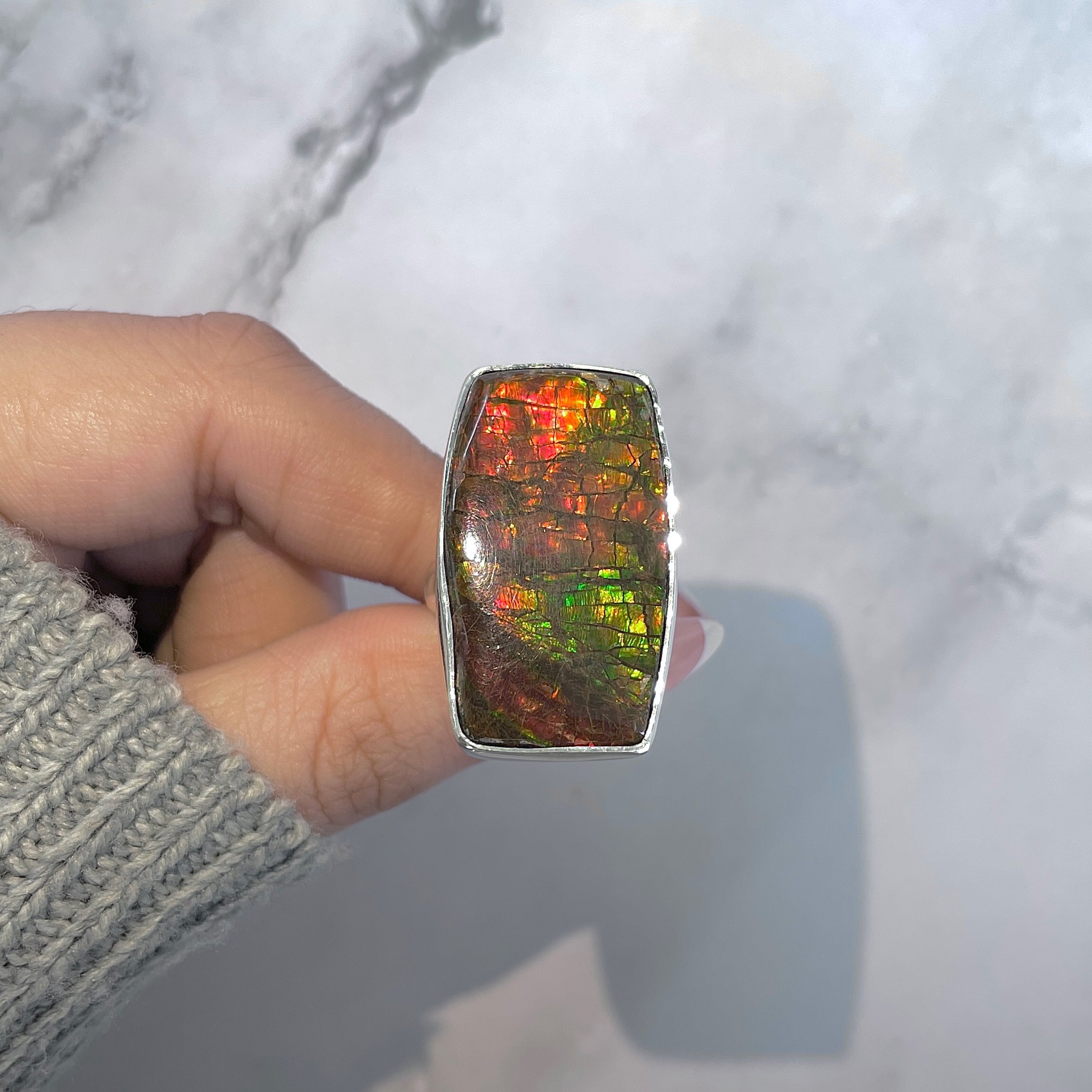 Ammolite Adjustable Ring-(AML-R-146.)