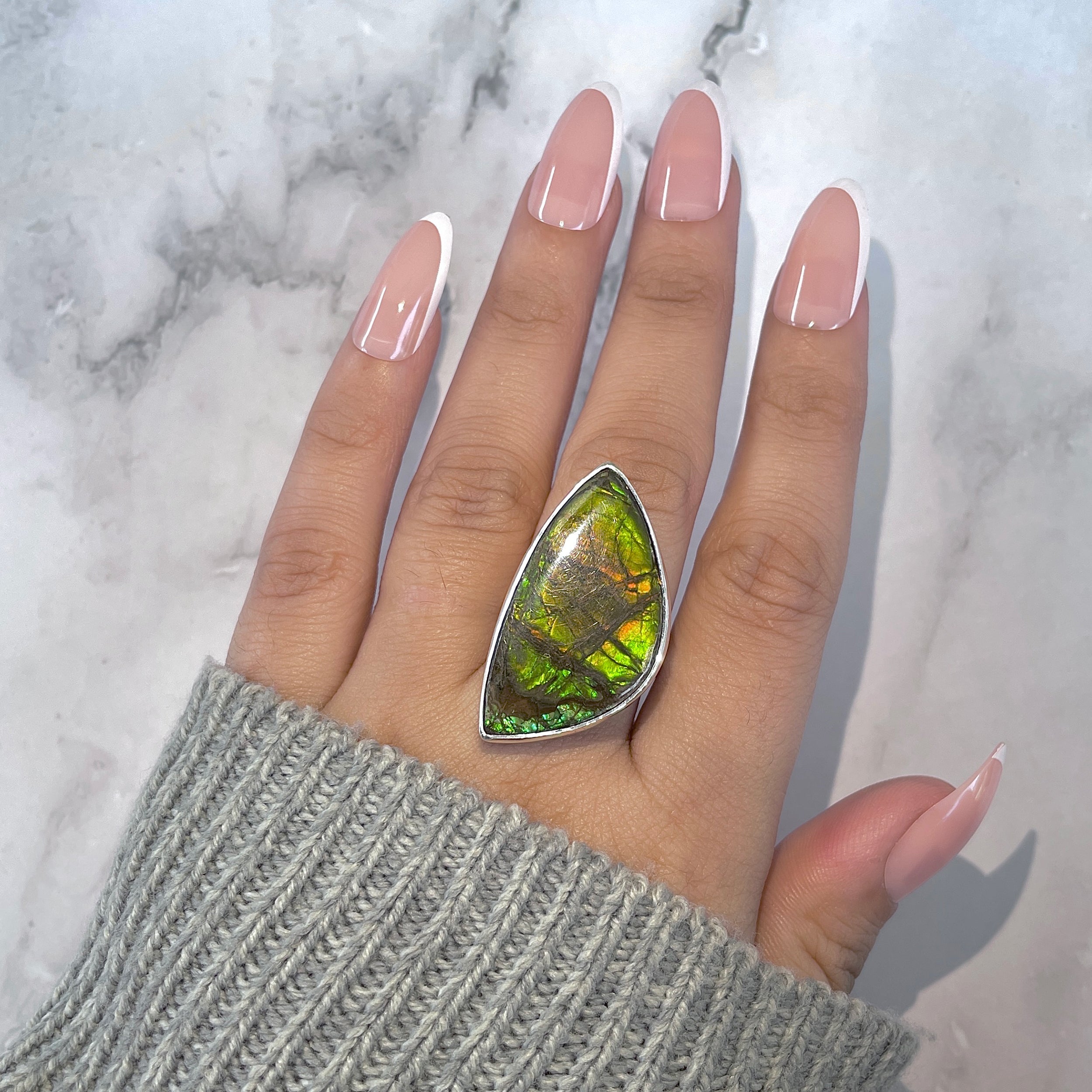 Ammolite Adjustable Ring-(AML-R-147.)