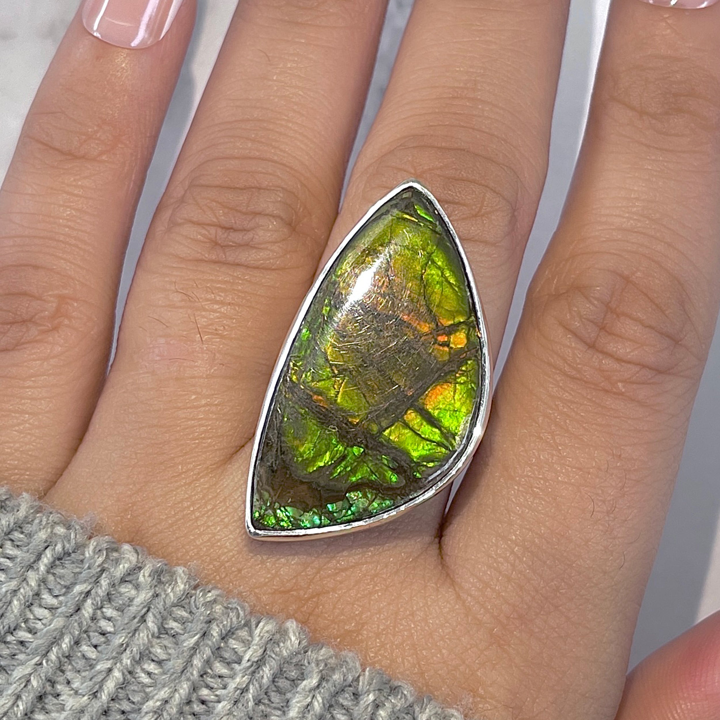 Ammolite Adjustable Ring-(AML-R-147.)