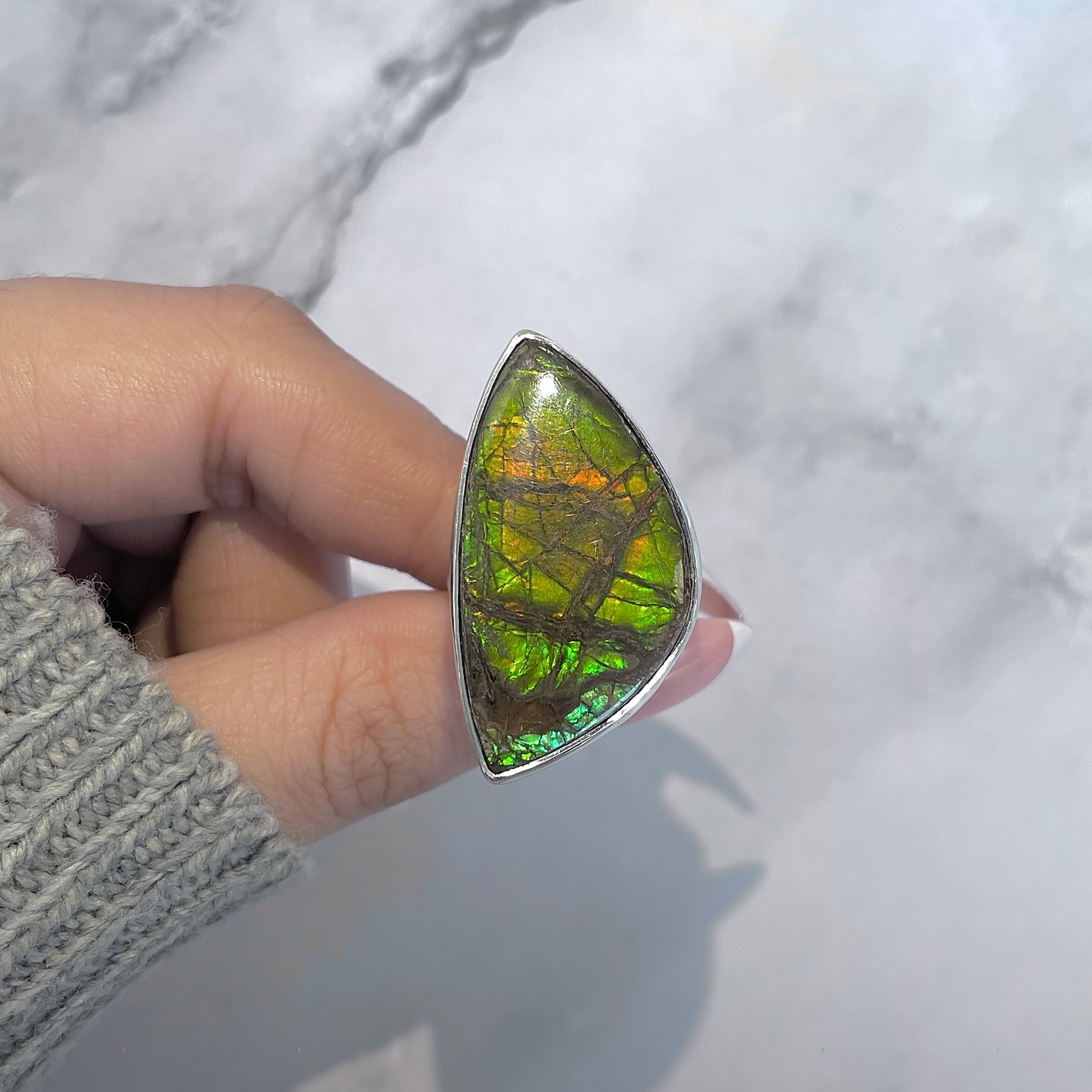 Ammolite Adjustable Ring-(AML-R-147.)