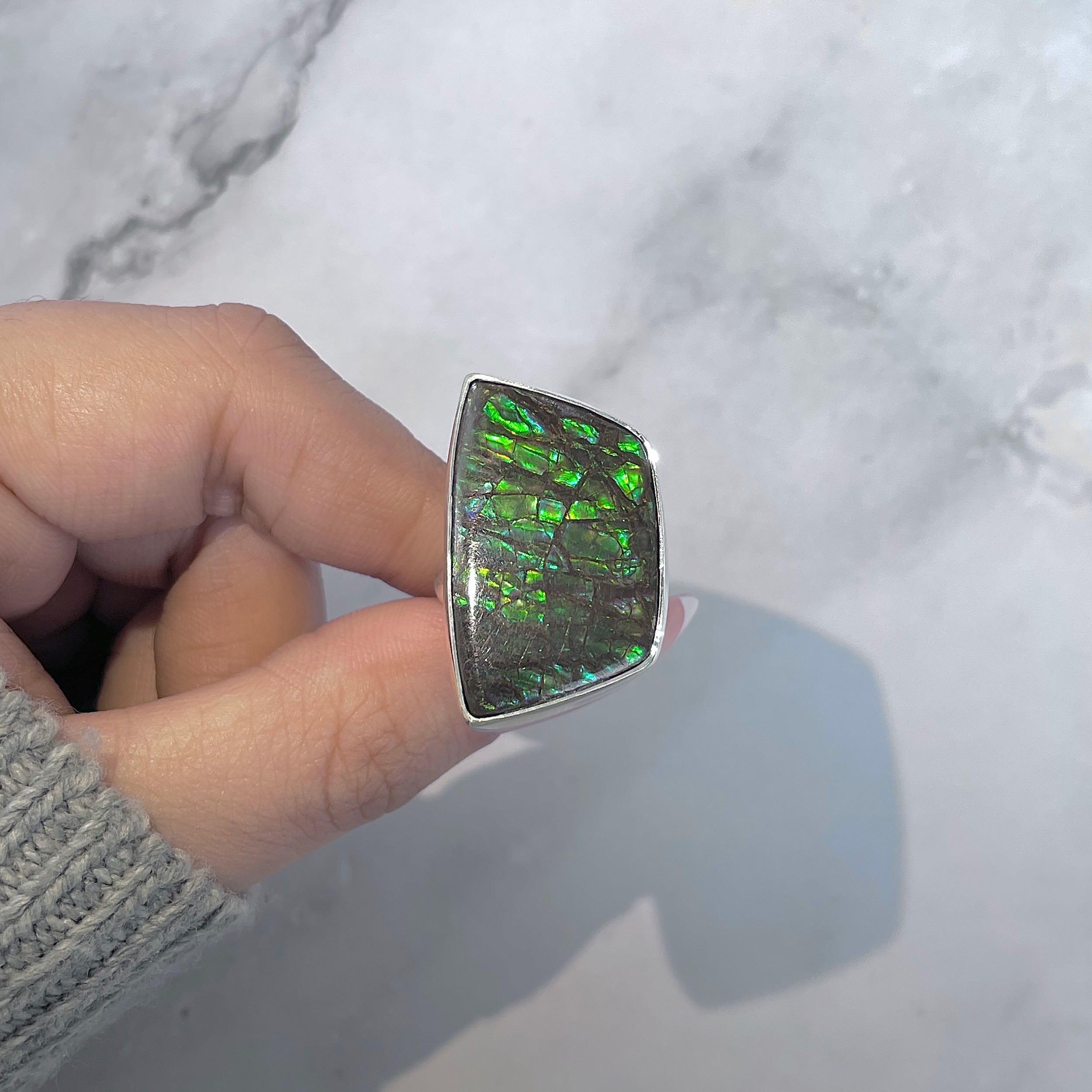 Ammolite Adjustable Ring-(AML-R-148.)