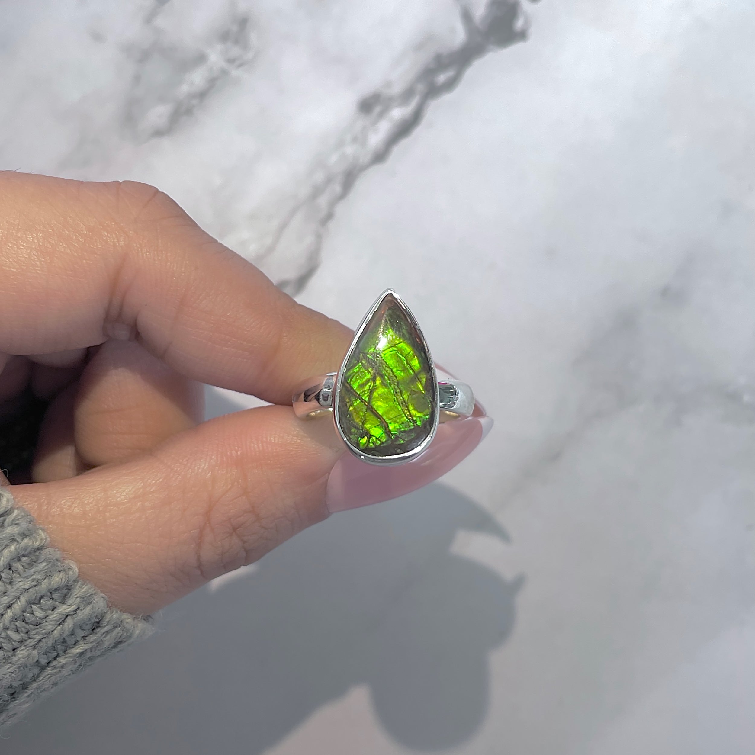 Ammolite Adjustable Ring-(AML-R-149.)