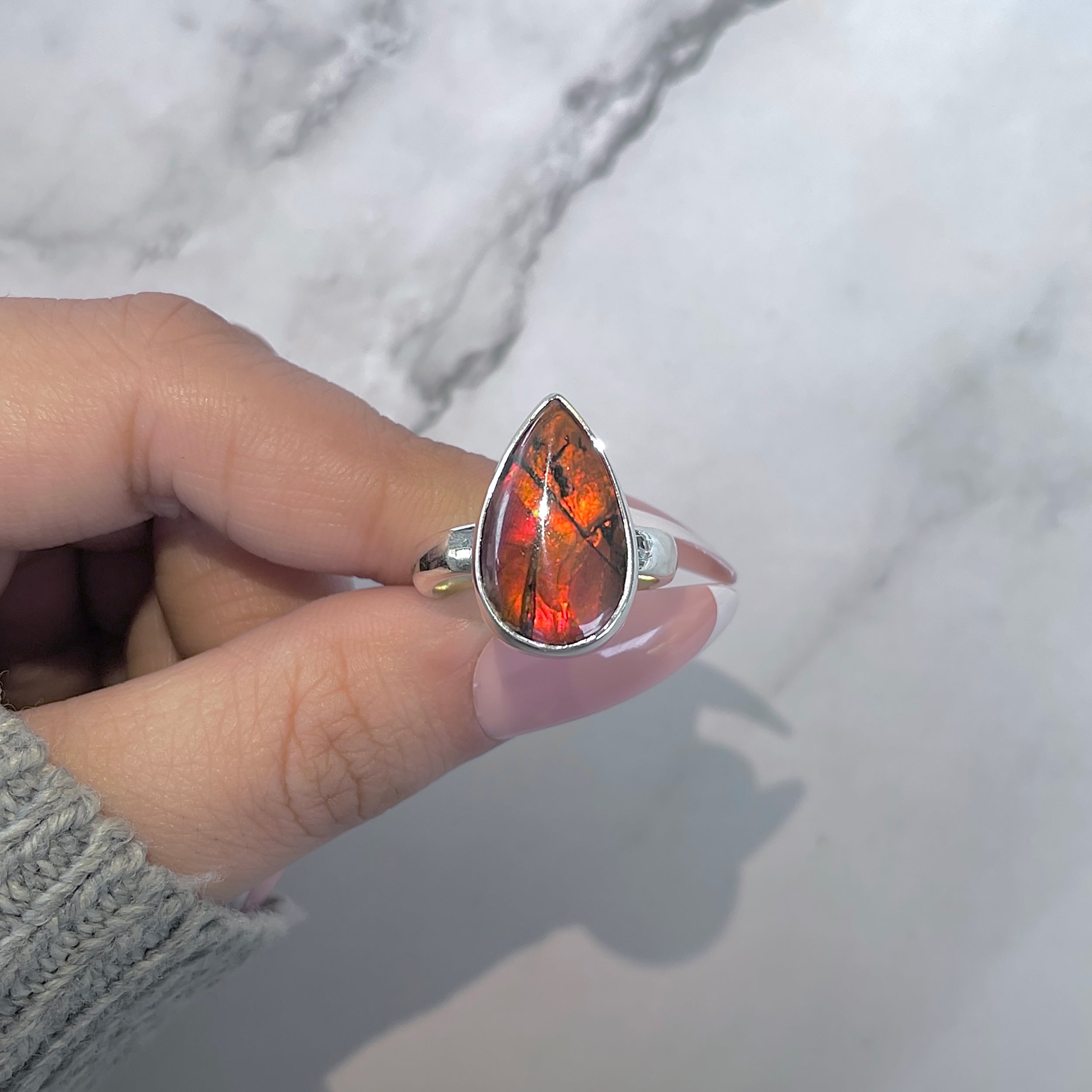 Ammolite Adjustable Ring-(AML-R-150.)