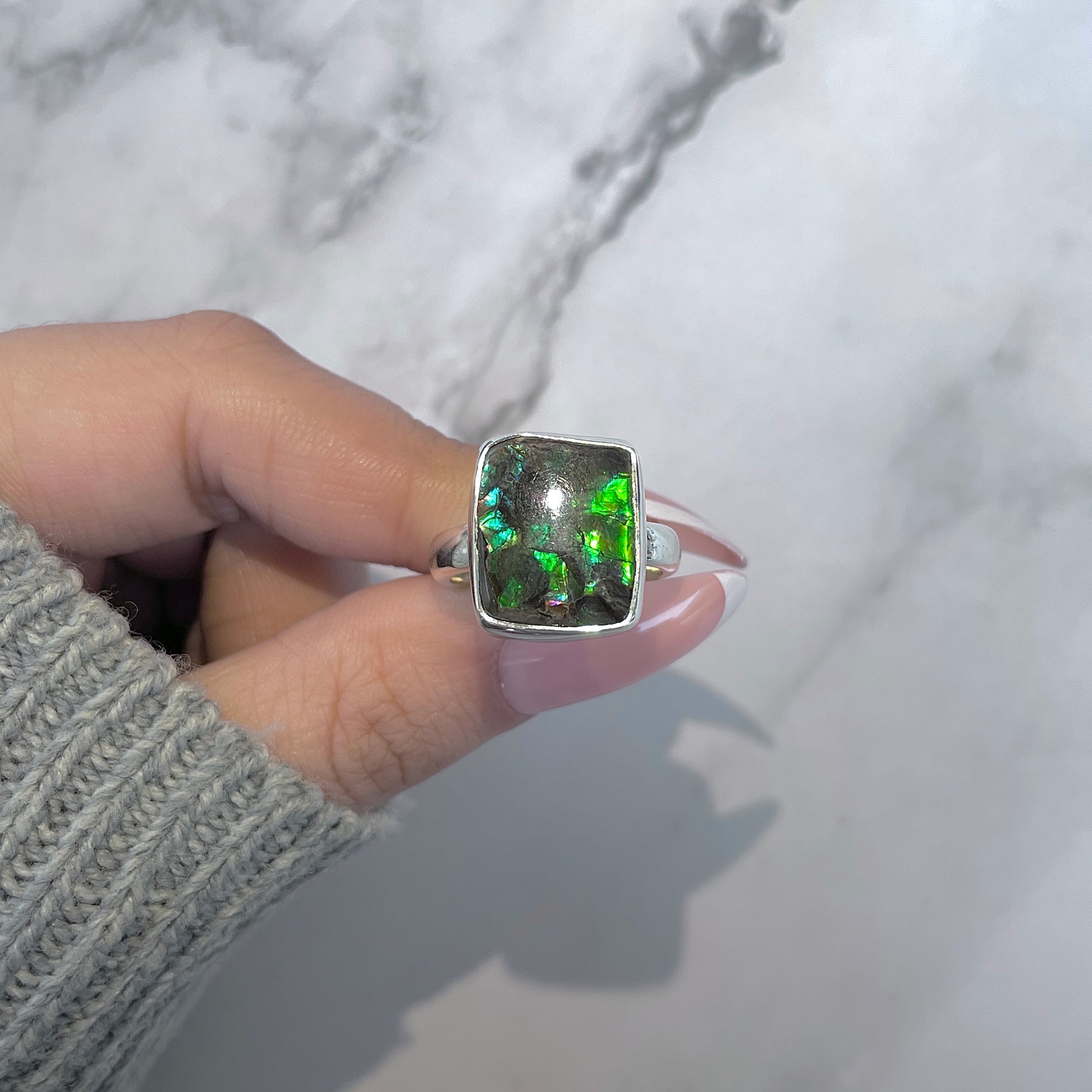 Ammolite Adjustable Ring-(AML-R-151.)