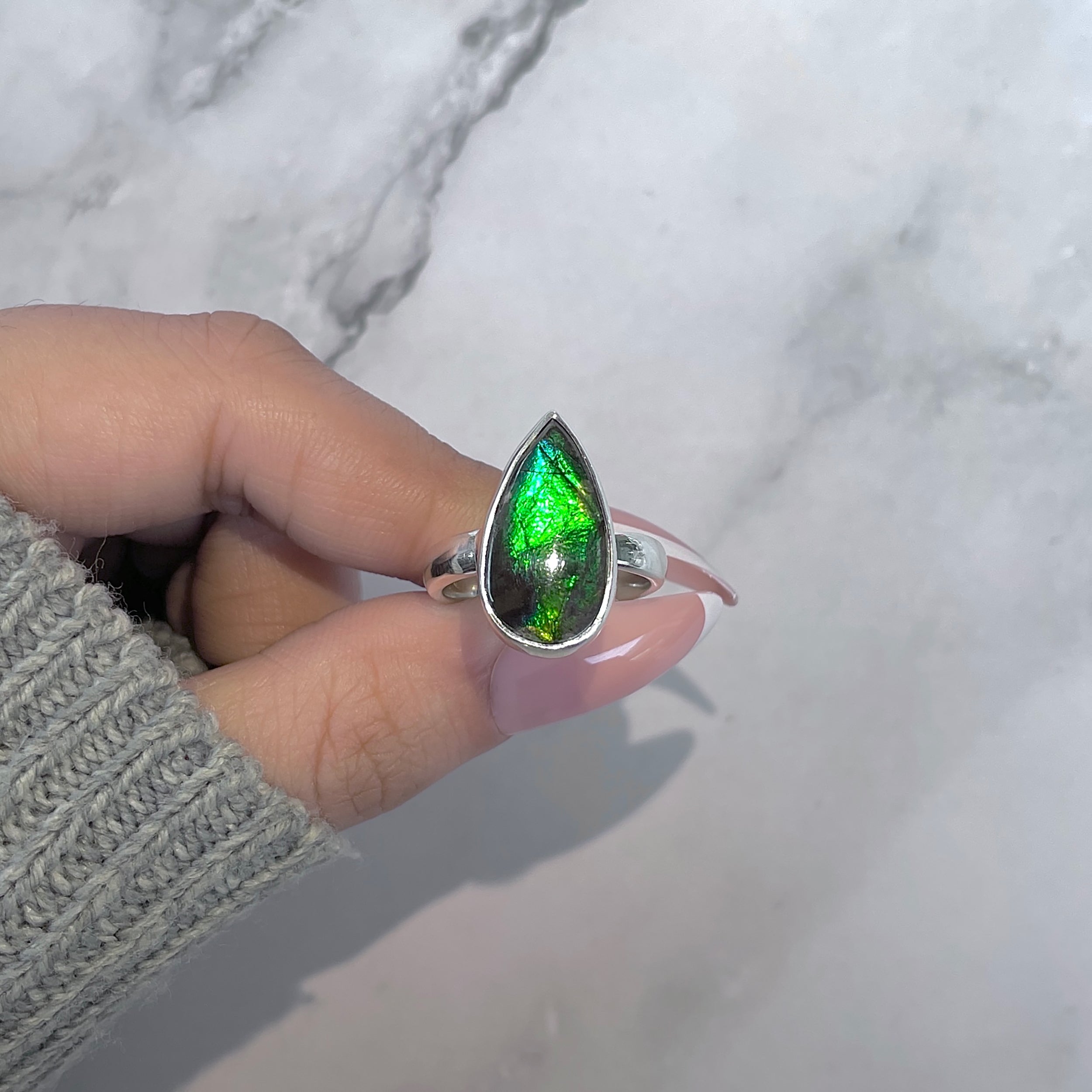 Ammolite Adjustable Ring-(AML-R-152.)