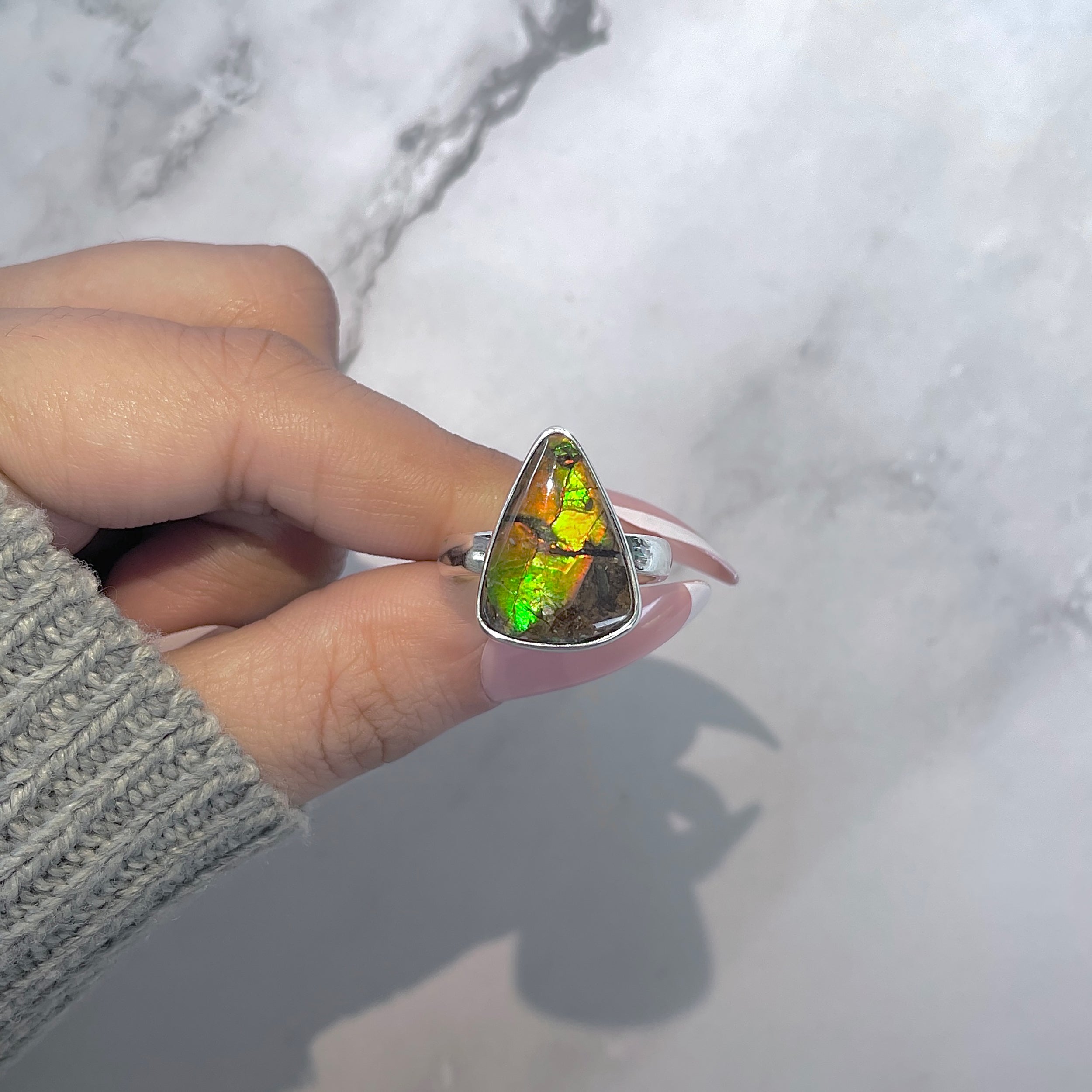 Ammolite Adjustable Ring-(AML-R-153.)