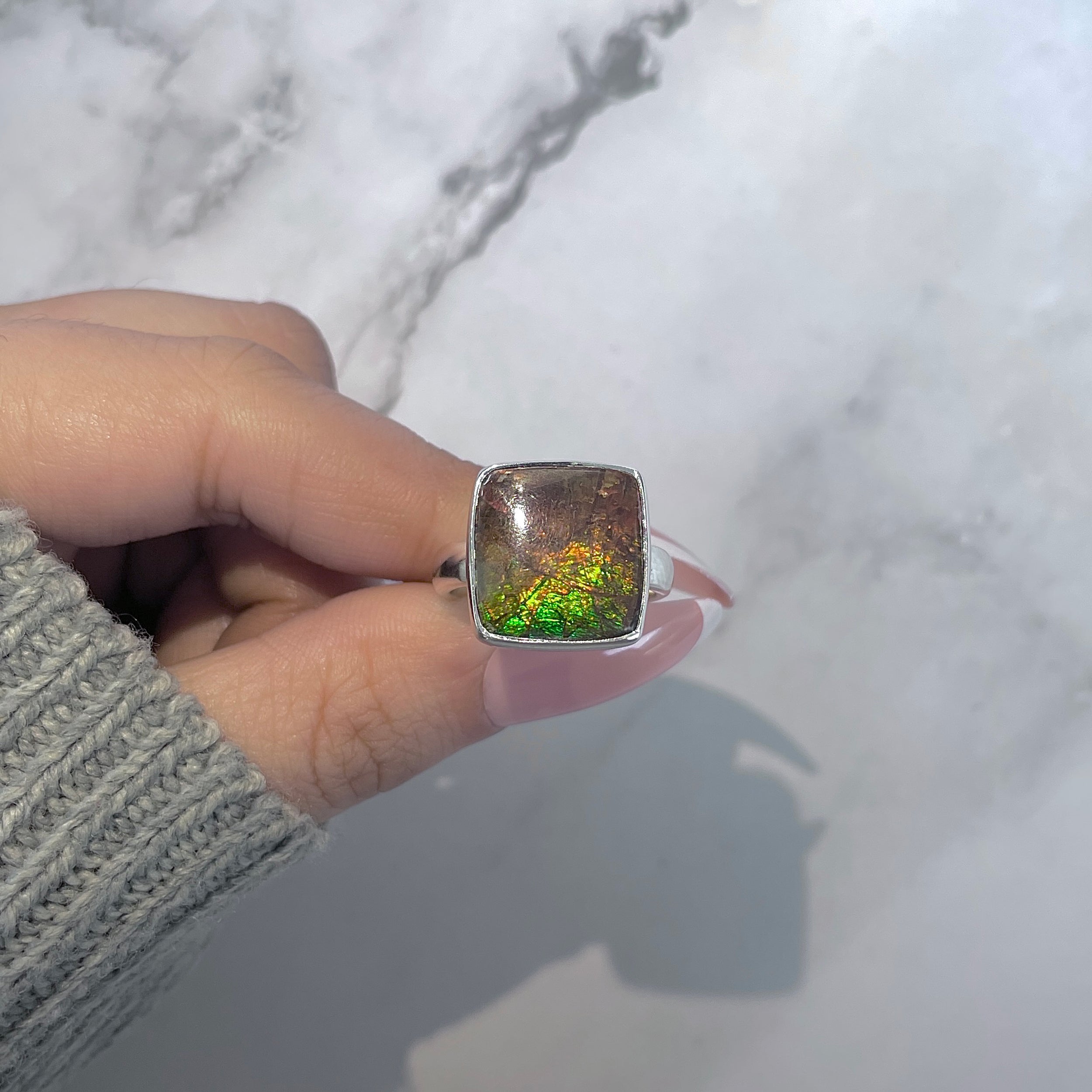 Ammolite Adjustable Ring-(AML-R-155.)
