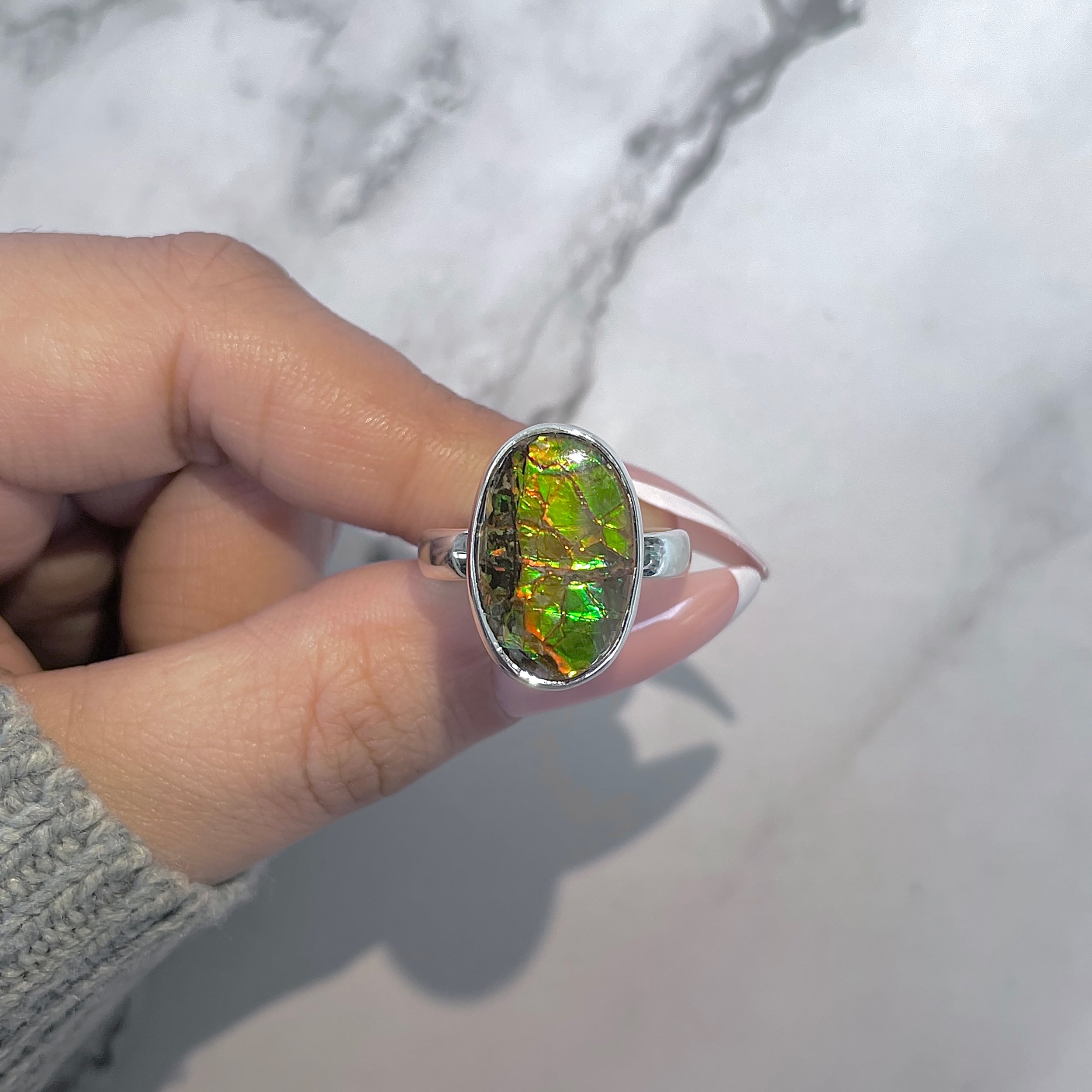 Ammolite Adjustable Ring-(AML-R-156.)
