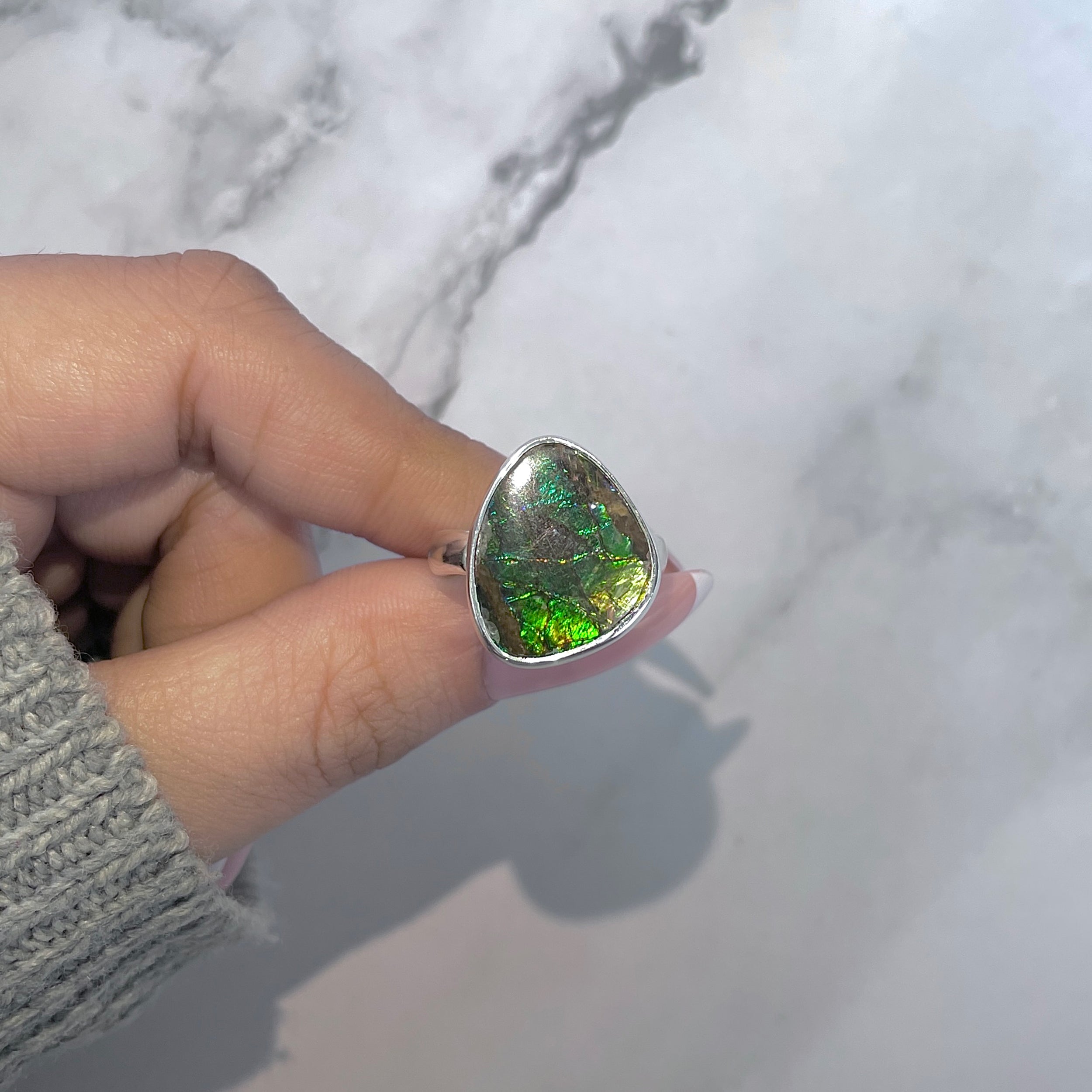 Ammolite Adjustable Ring-(AML-R-157.)