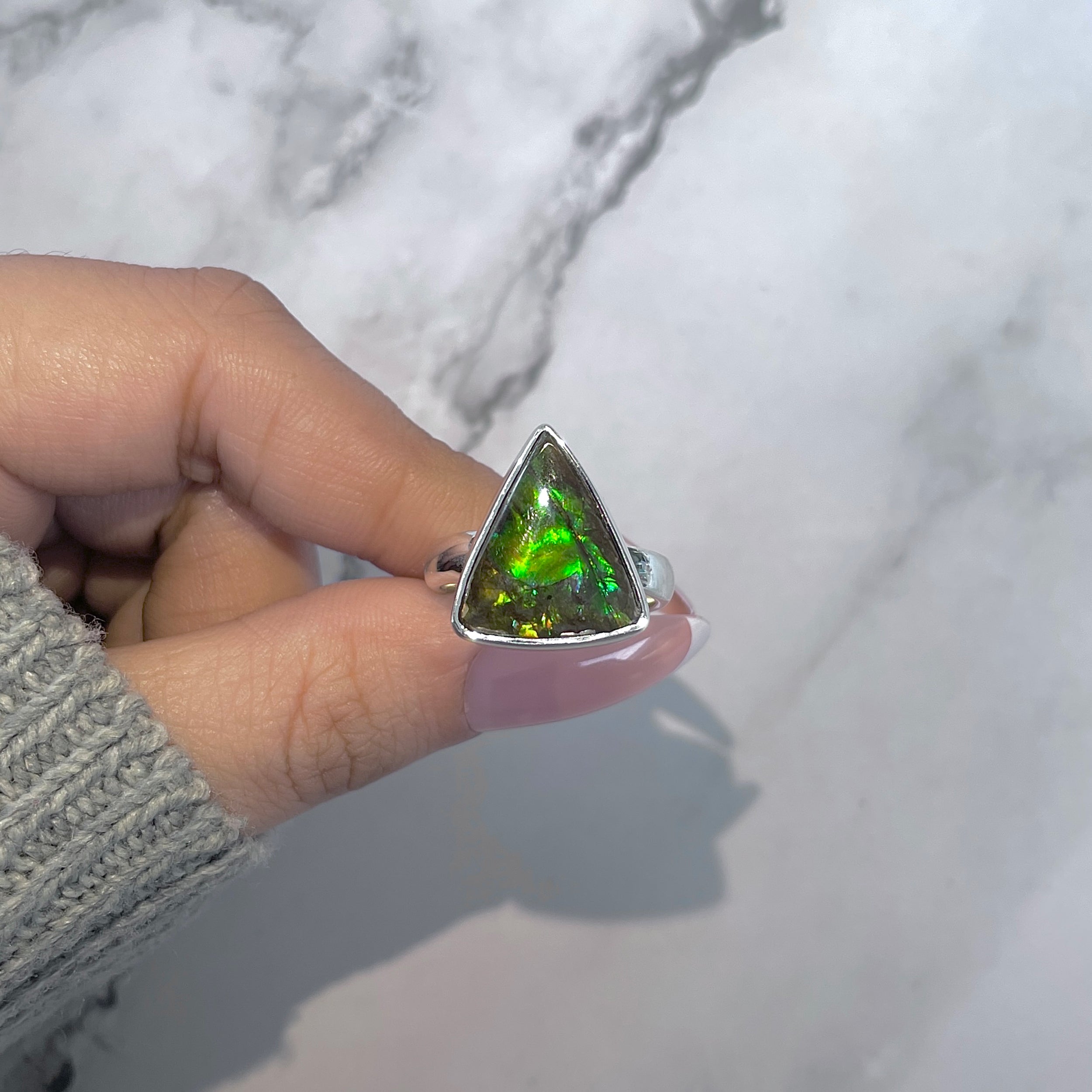 Ammolite Adjustable Ring-(AML-R-158.)