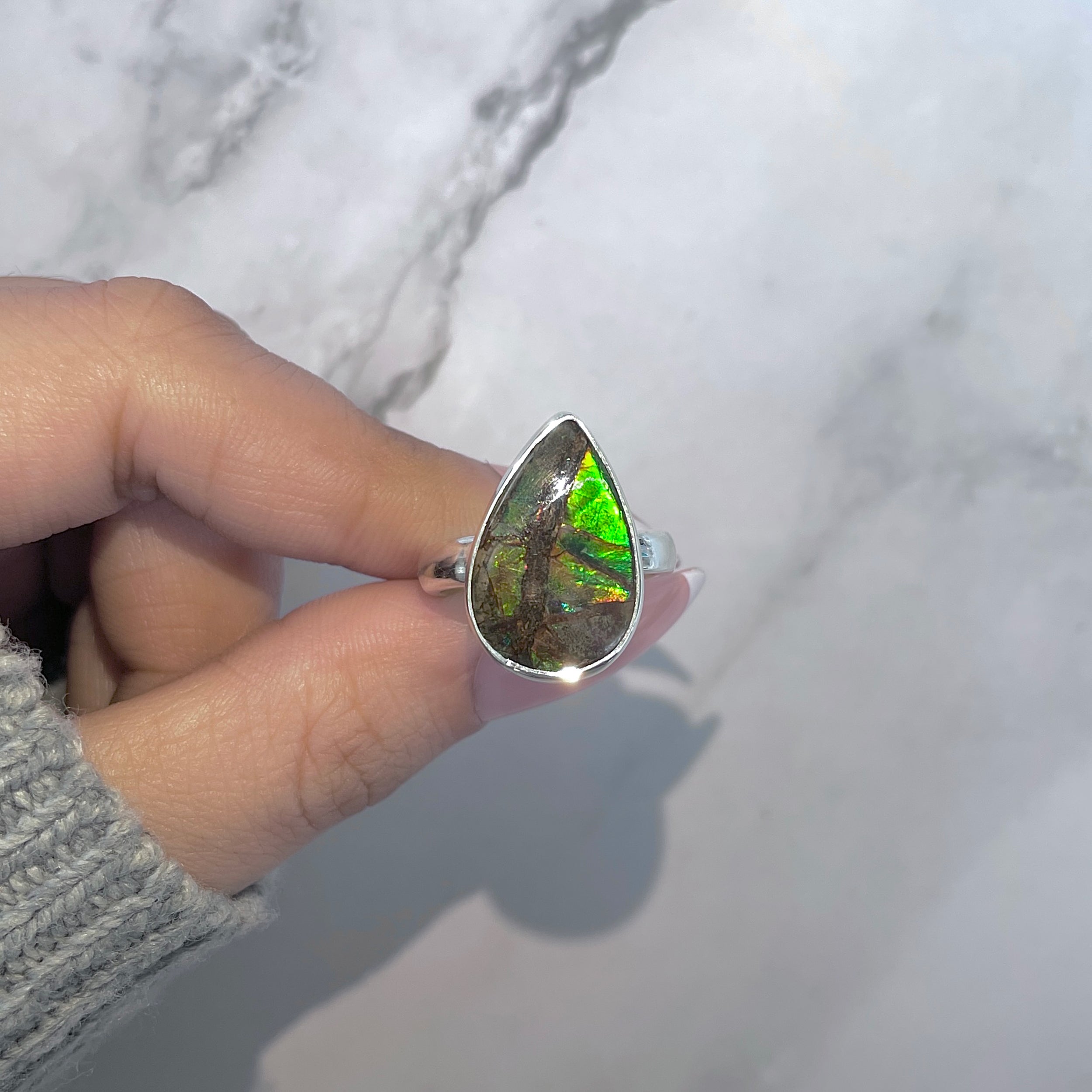 Ammolite Adjustable Ring-(AML-R-159.)