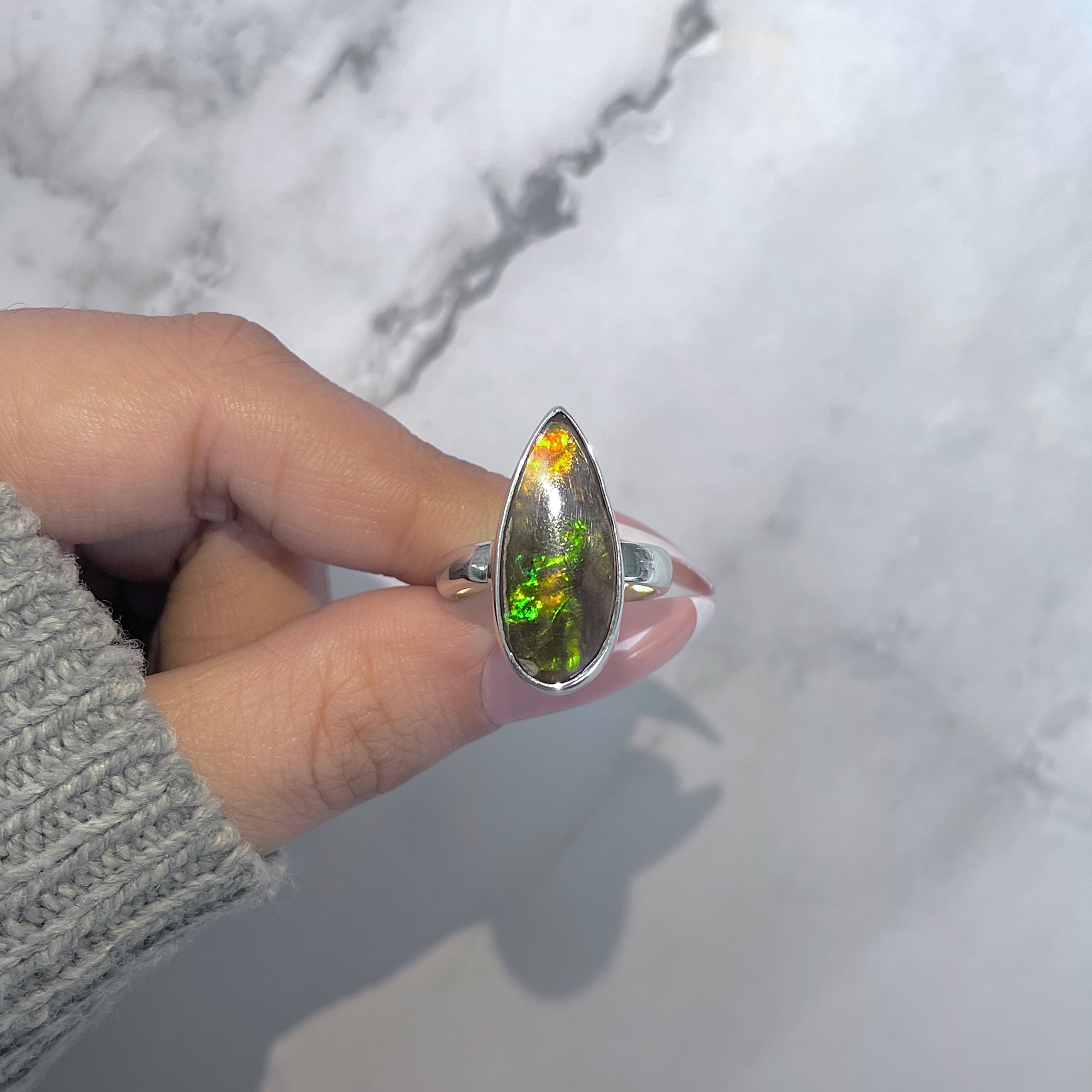 Ammolite Adjustable Ring-(AML-R-161.)