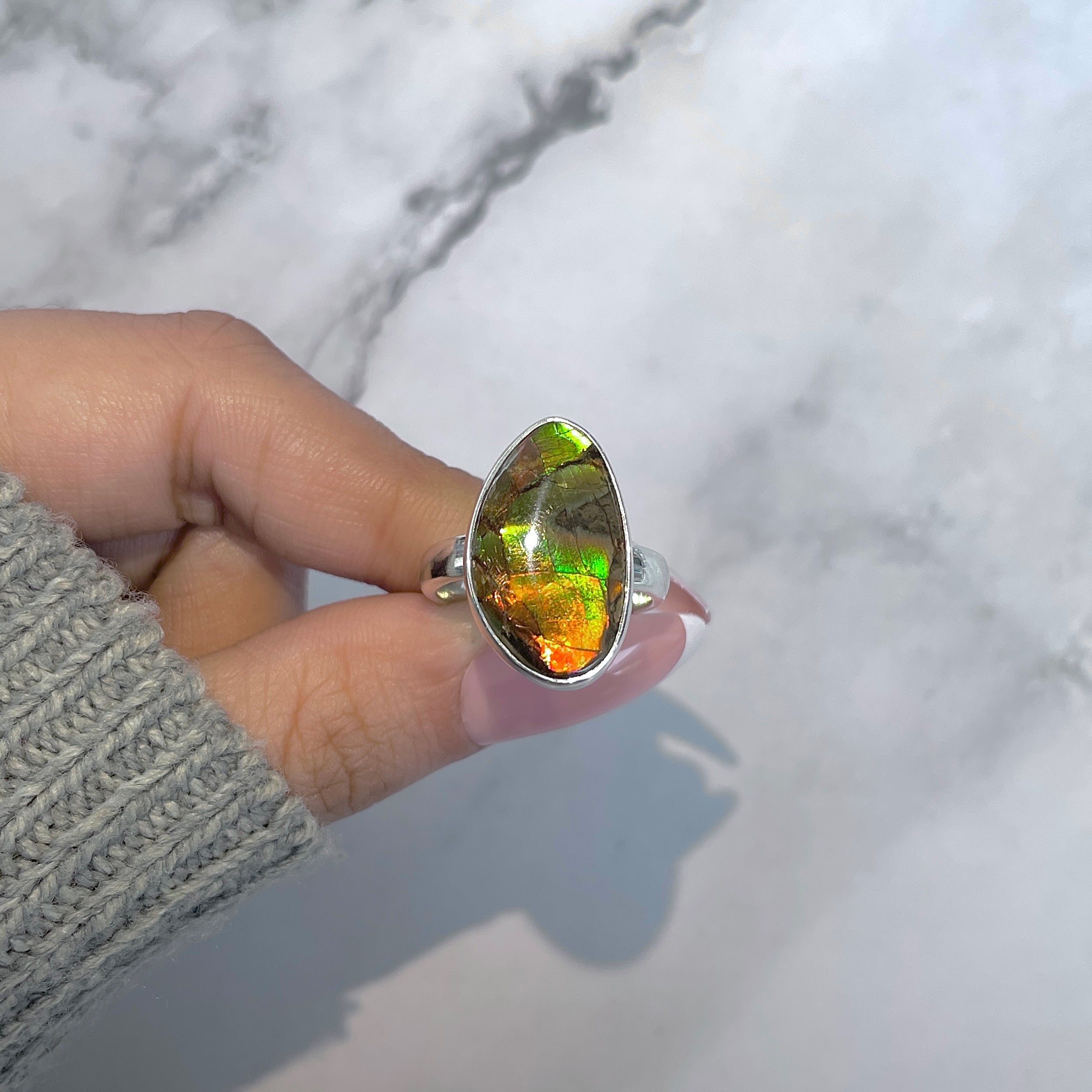 Ammolite Adjustable Ring-(AML-R-162.)