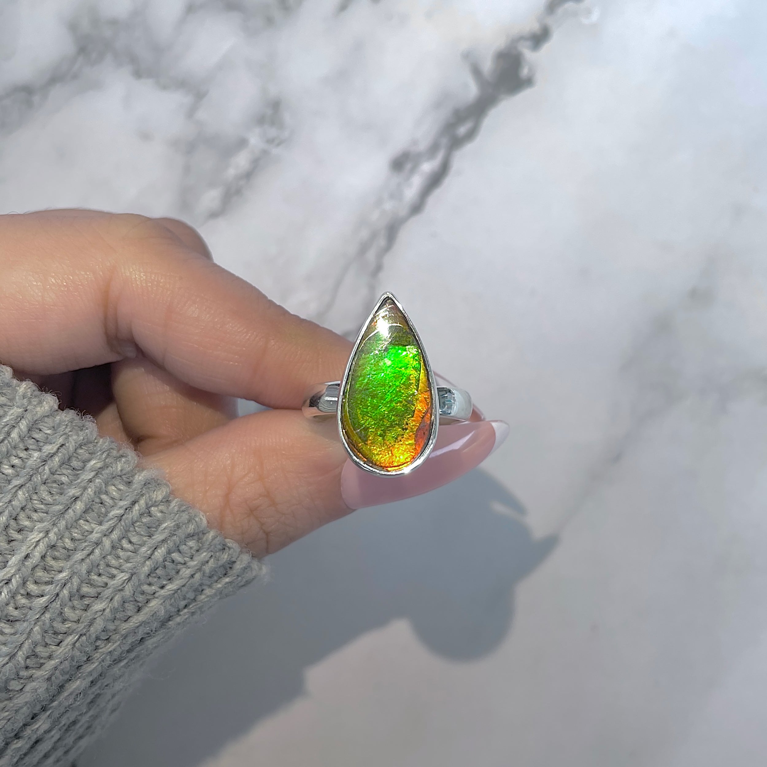 Ammolite Adjustable Ring-(AML-R-163.)