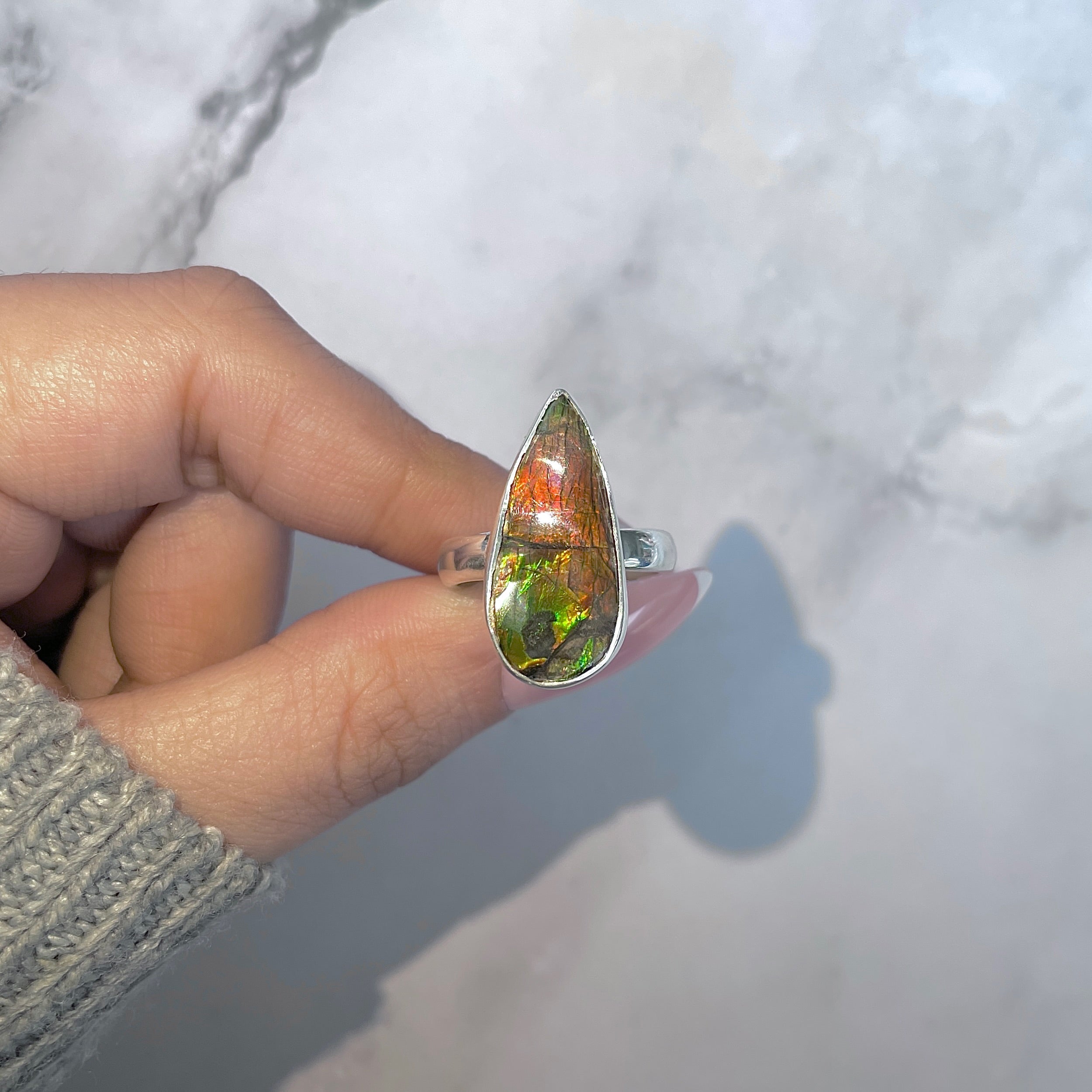 Ammolite Adjustable Ring-(AML-R-164.)