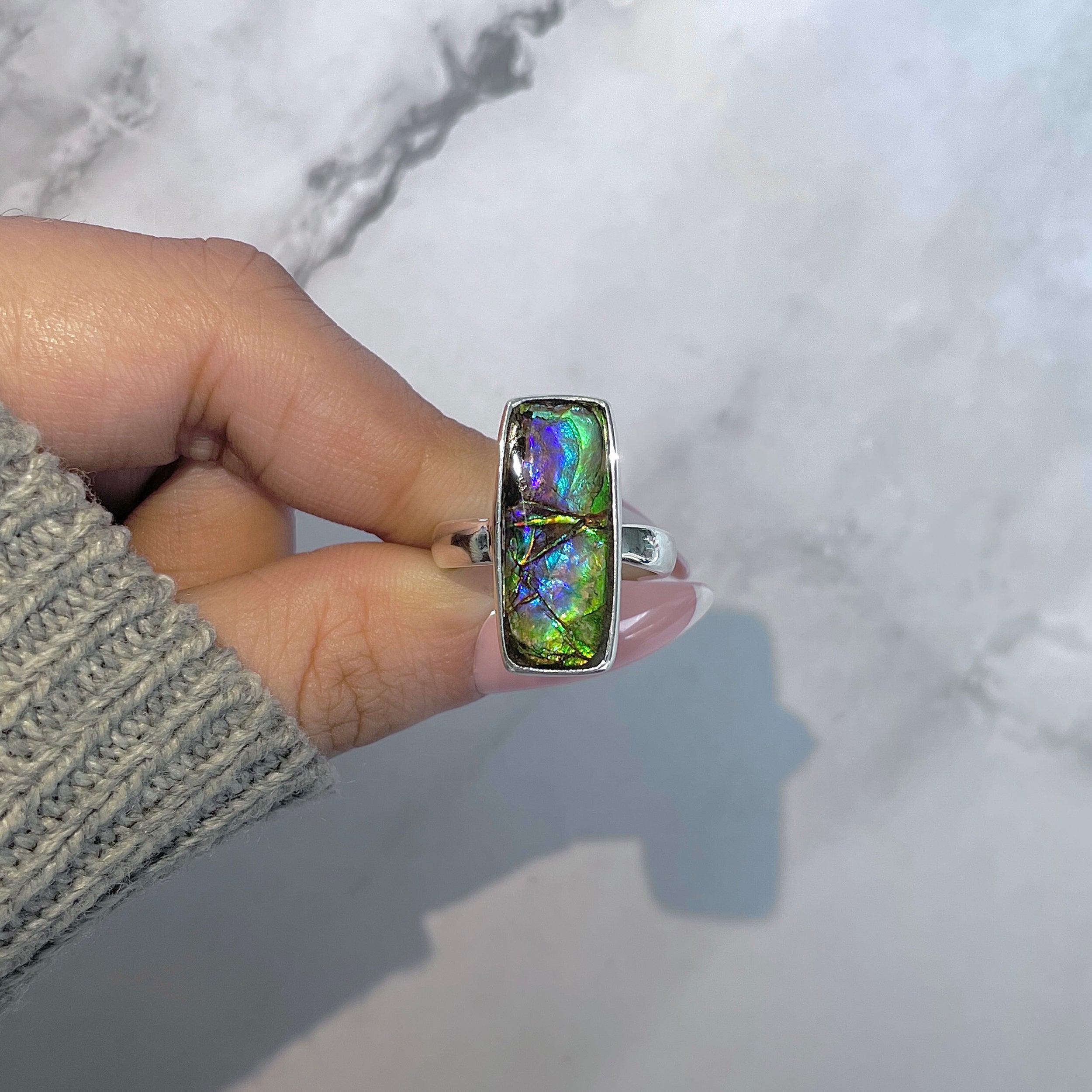 Ammolite Adjustable Ring-(AML-R-165.)
