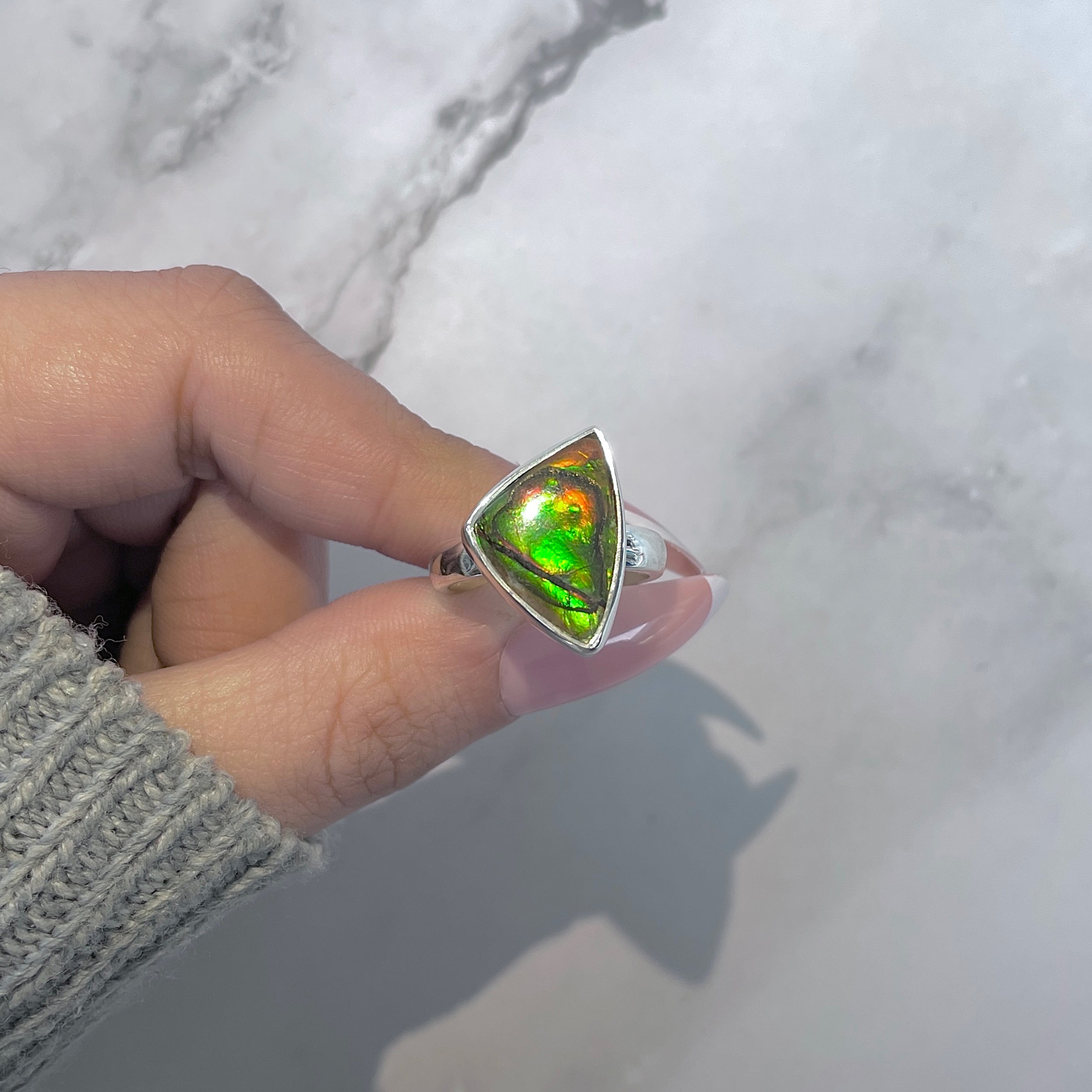Ammolite Adjustable Ring-(AML-R-166.)