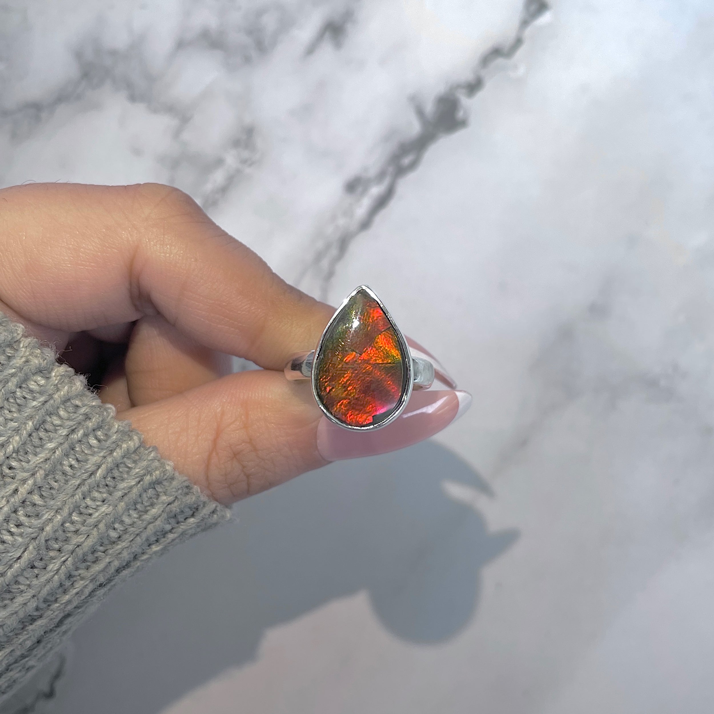Ammolite Adjustable Ring-(AML-R-167.)