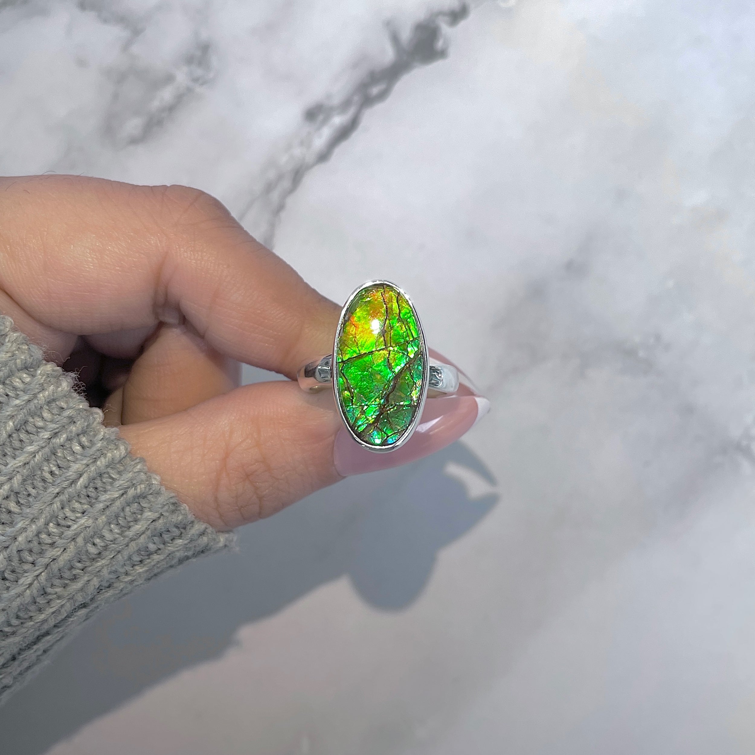 Ammolite Adjustable Ring-(AML-R-168.)