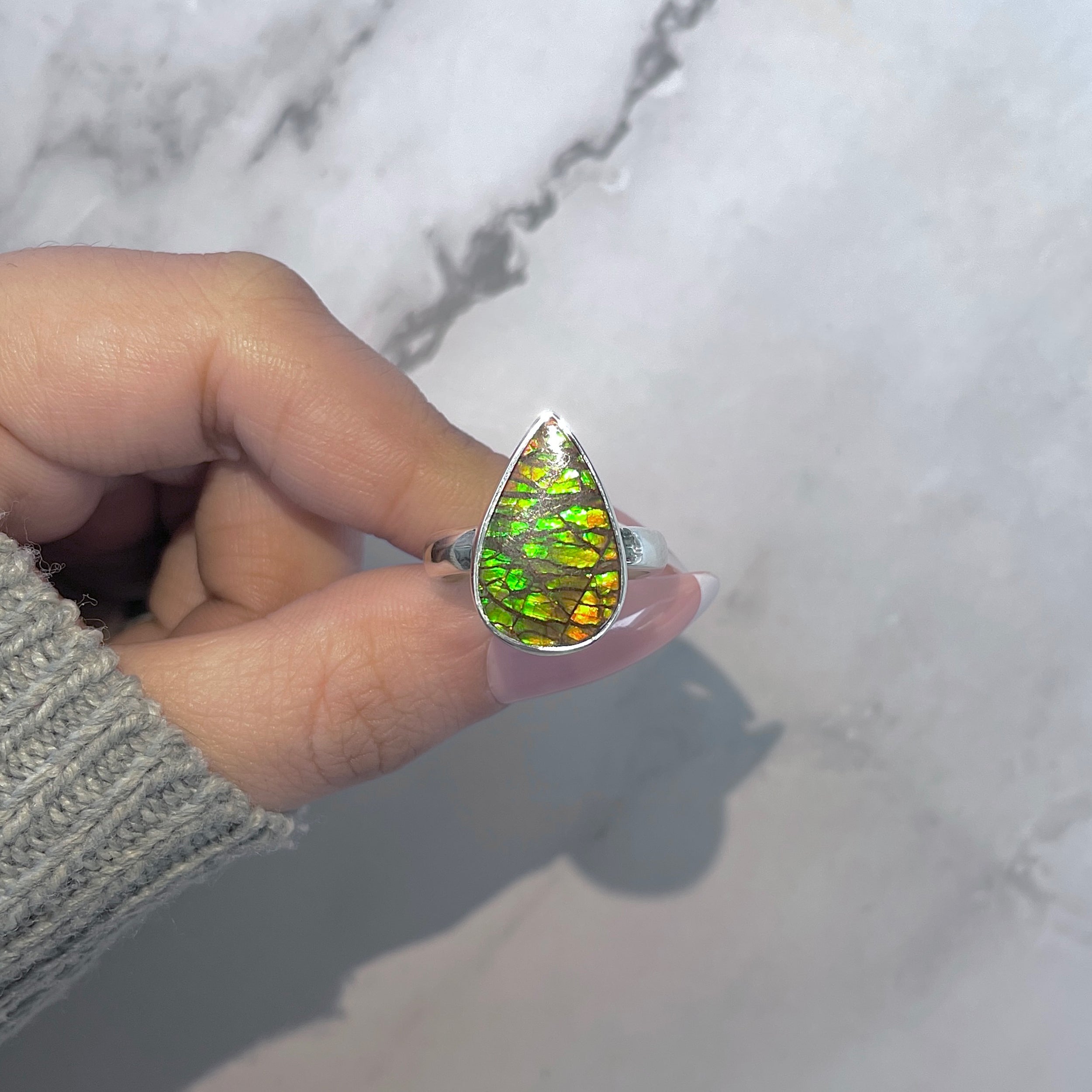Ammolite Adjustable Ring-(AML-R-169.)