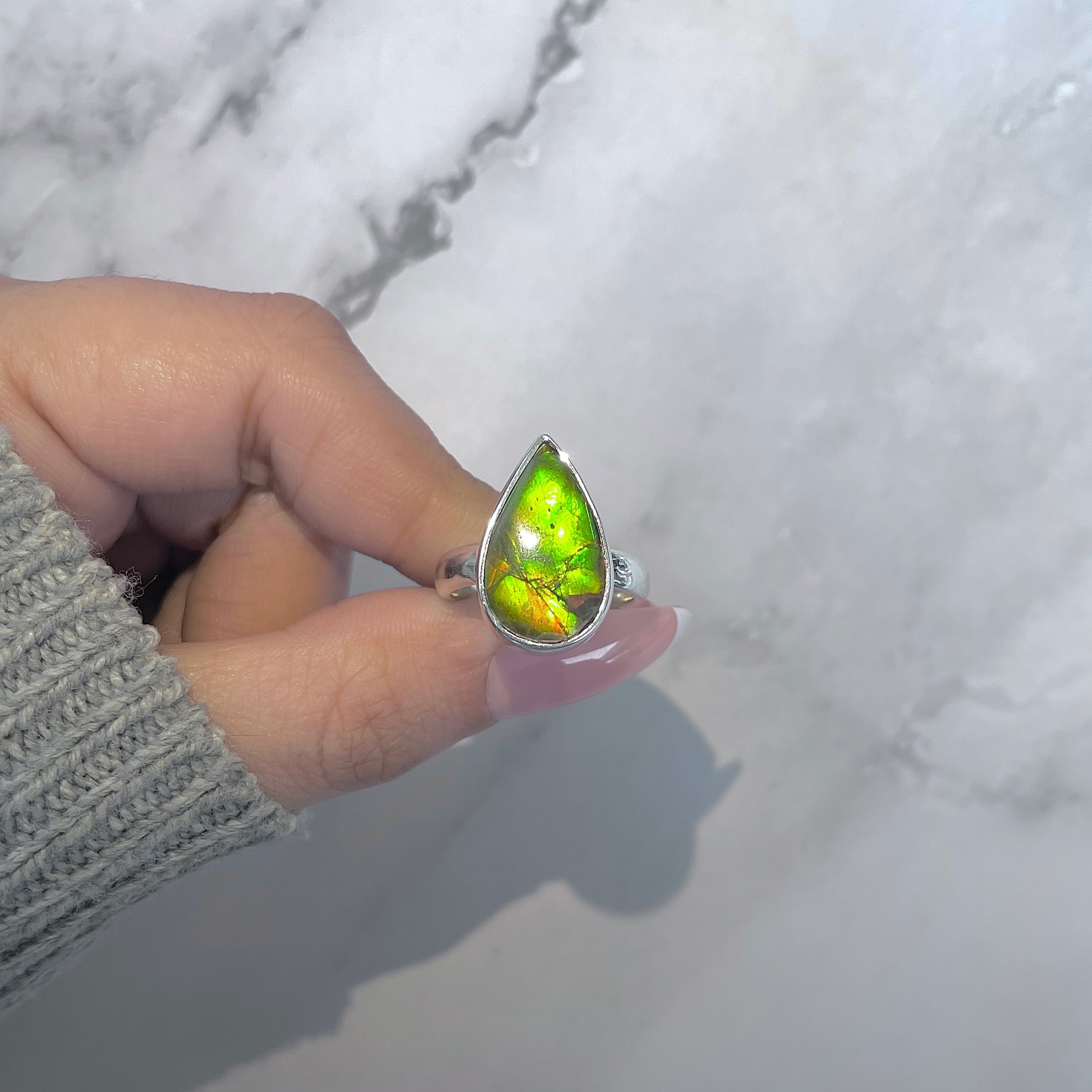 Ammolite Adjustable Ring-(AML-R-171.)