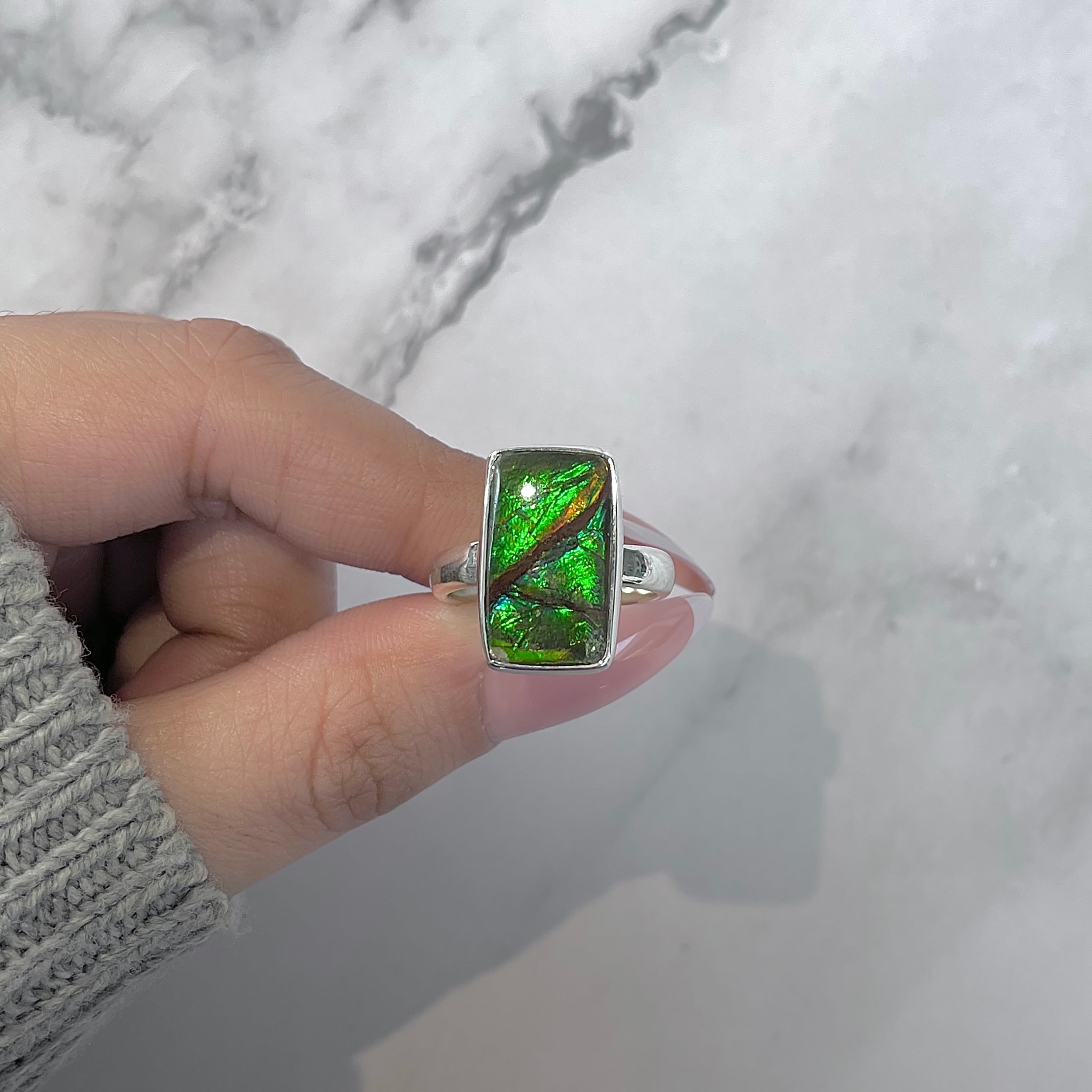 Ammolite Adjustable Ring-(AML-R-172.)