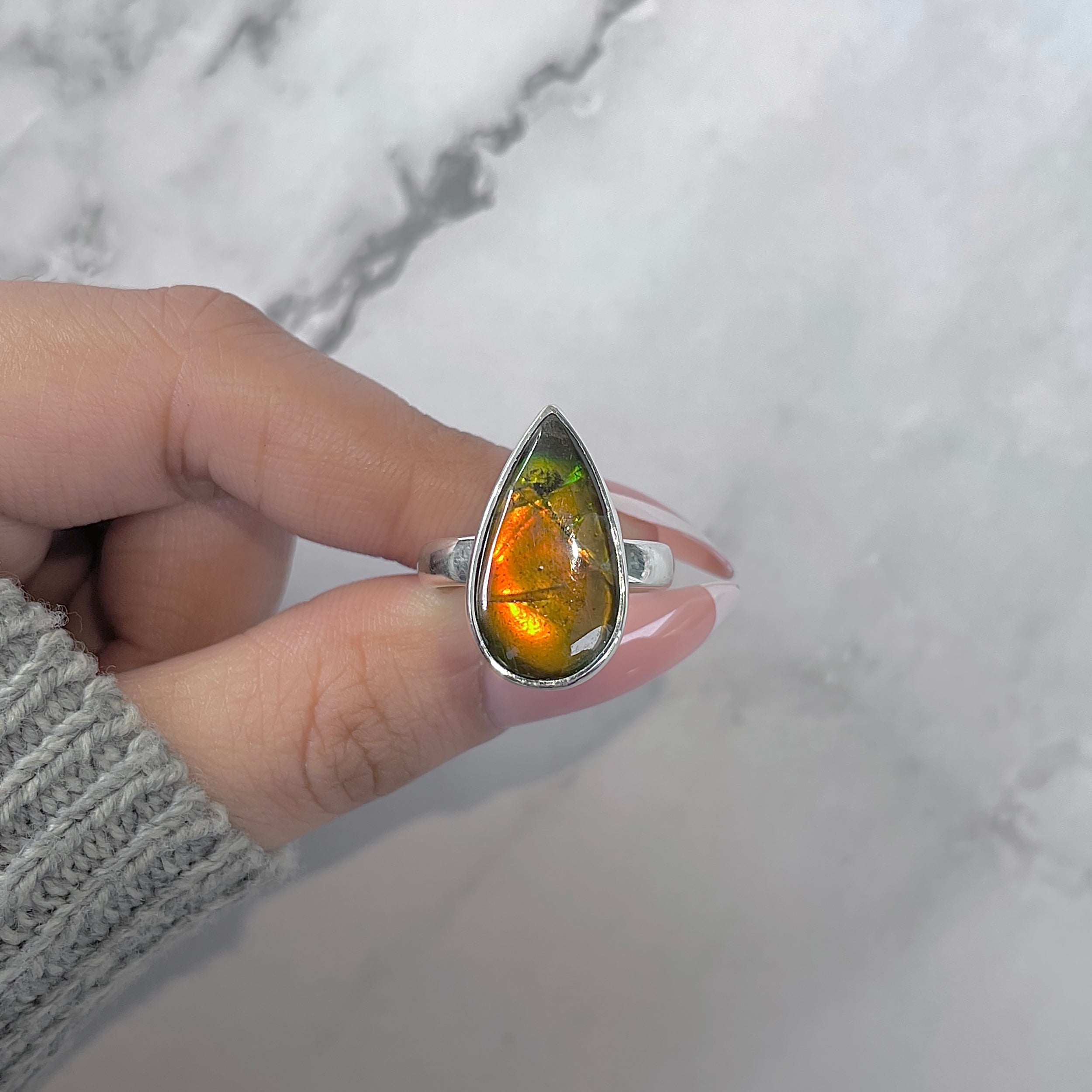 Ammolite Adjustable Ring-(AML-R-173.)