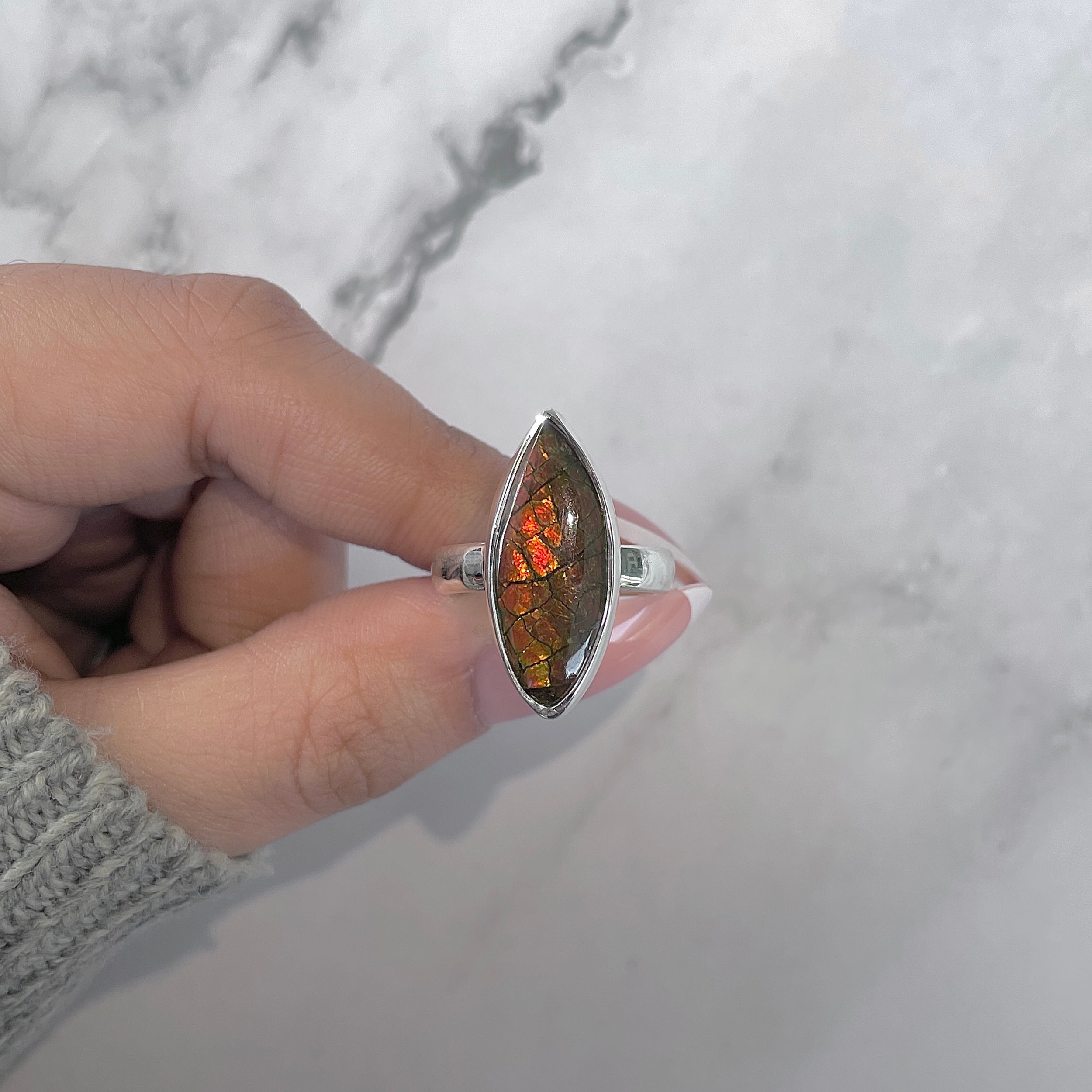 Ammolite Adjustable Ring-(AML-R-176.)