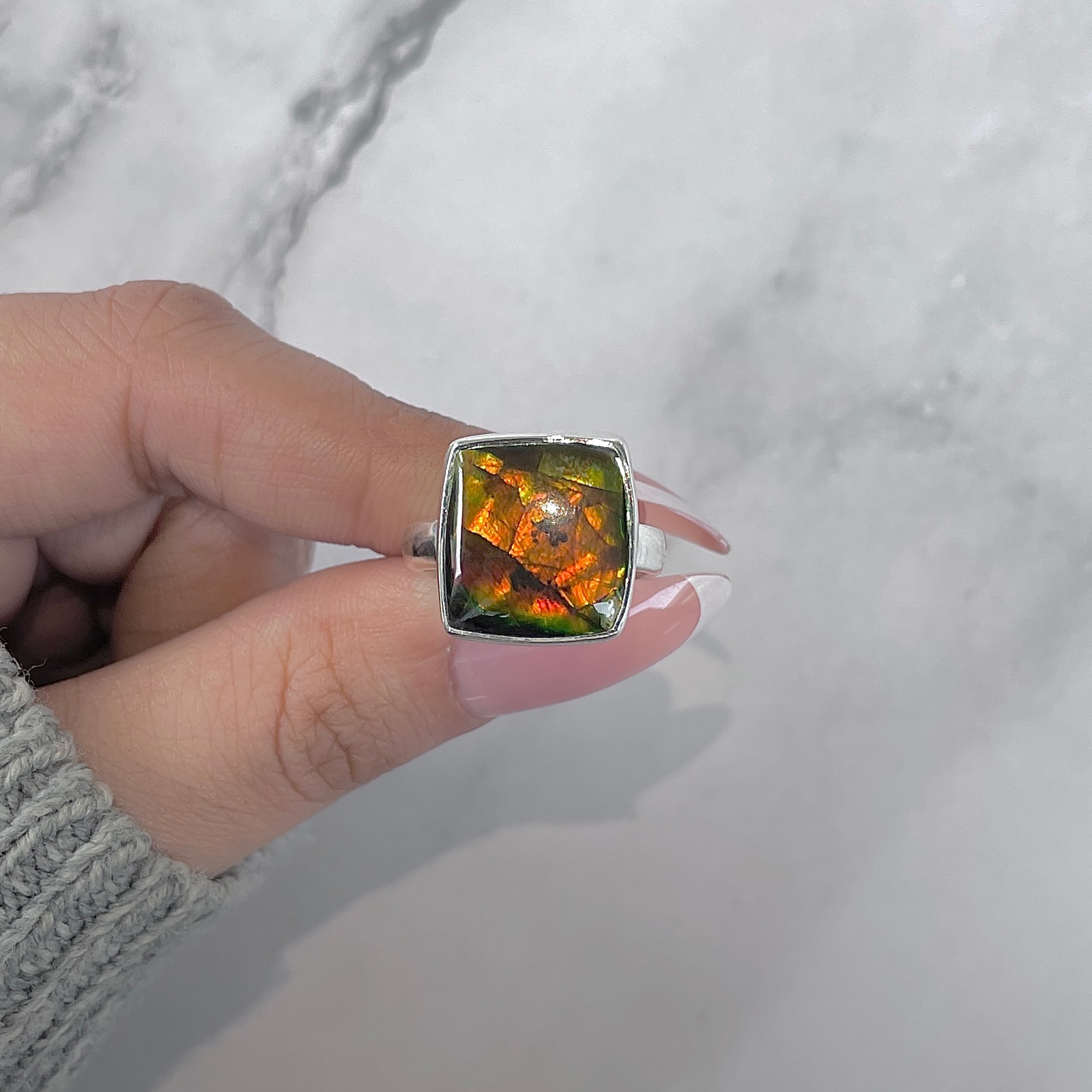 Ammolite Adjustable Ring-(AML-R-179.)