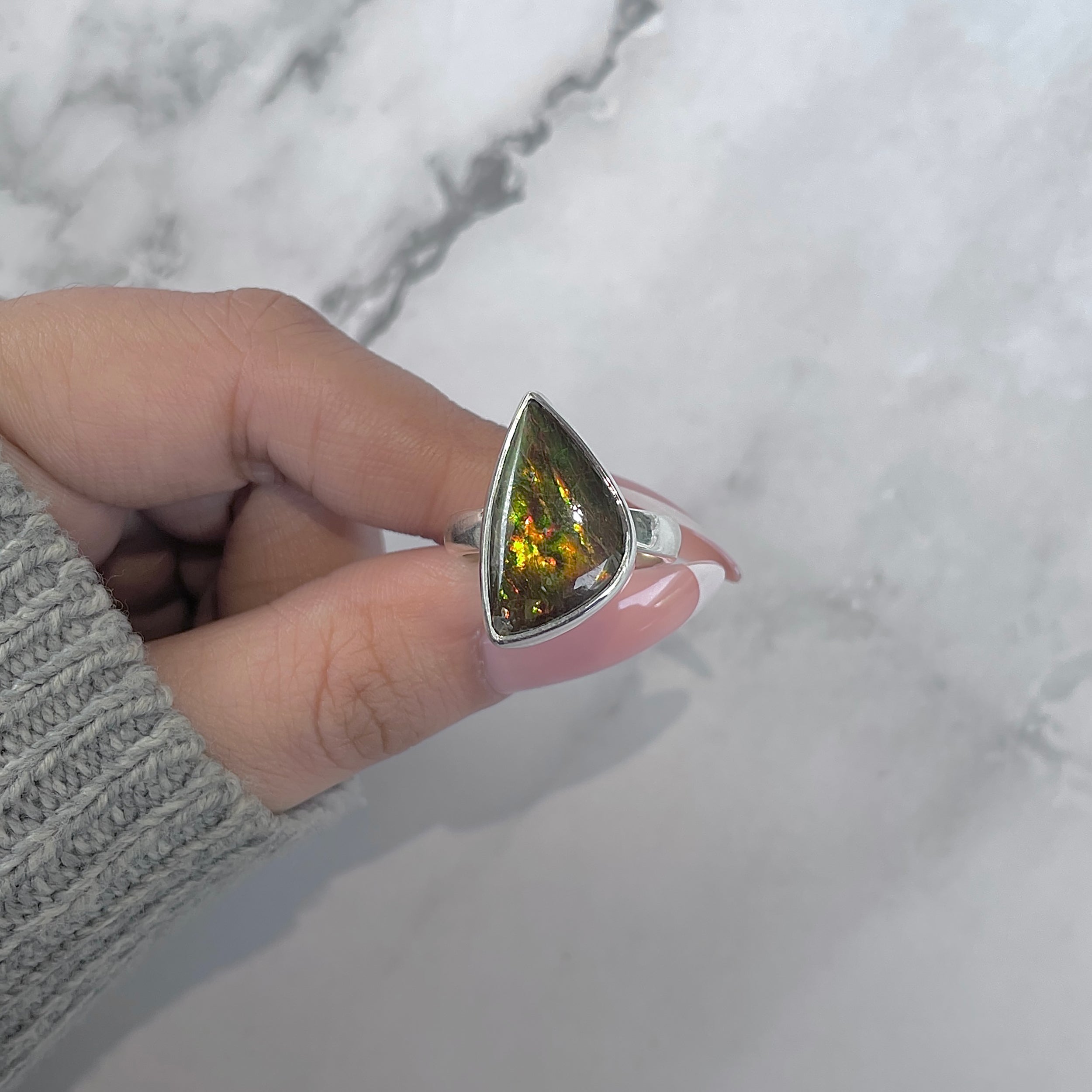 Ammolite Adjustable Ring-(AML-R-180.)