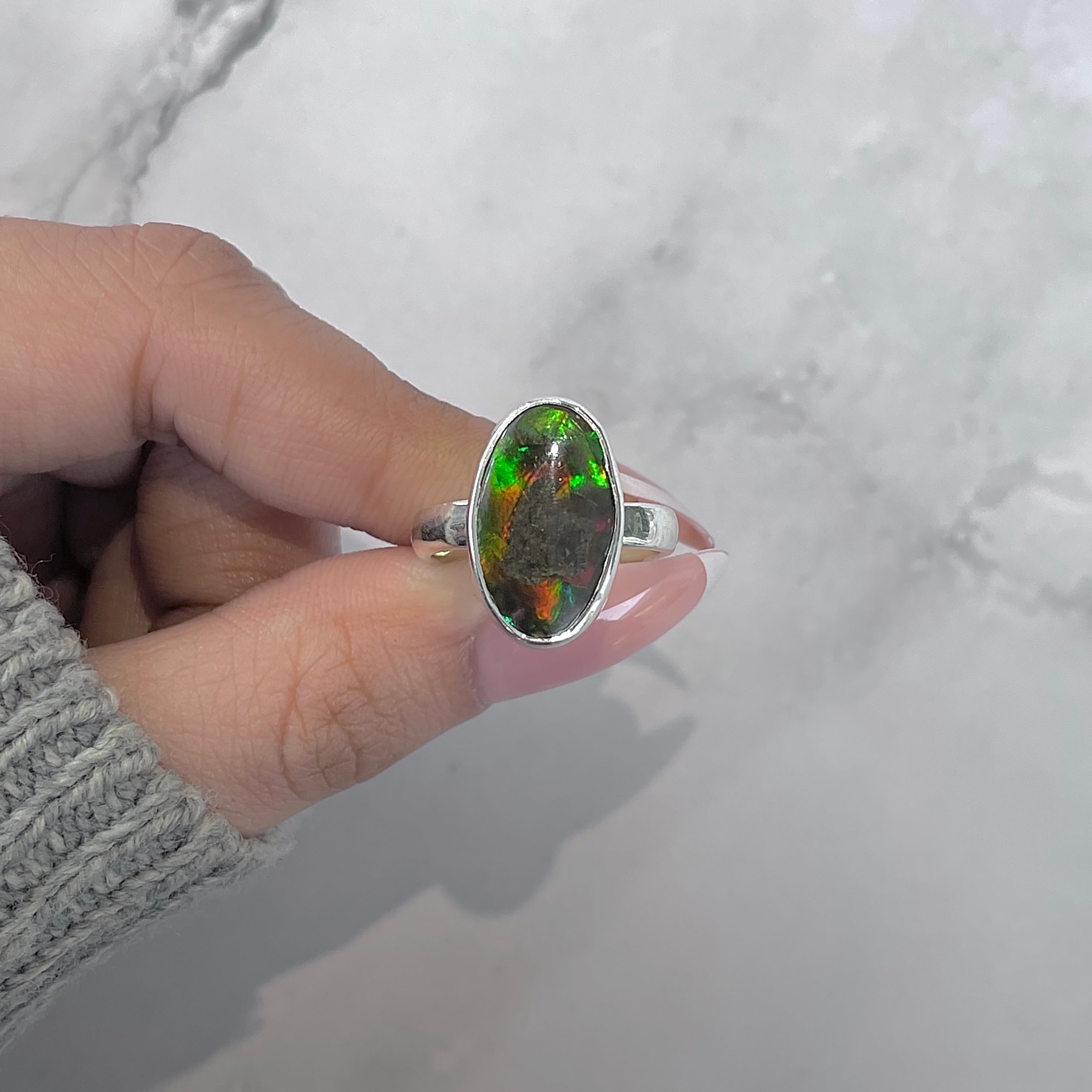 Ammolite Adjustable Ring-(AML-R-181.)