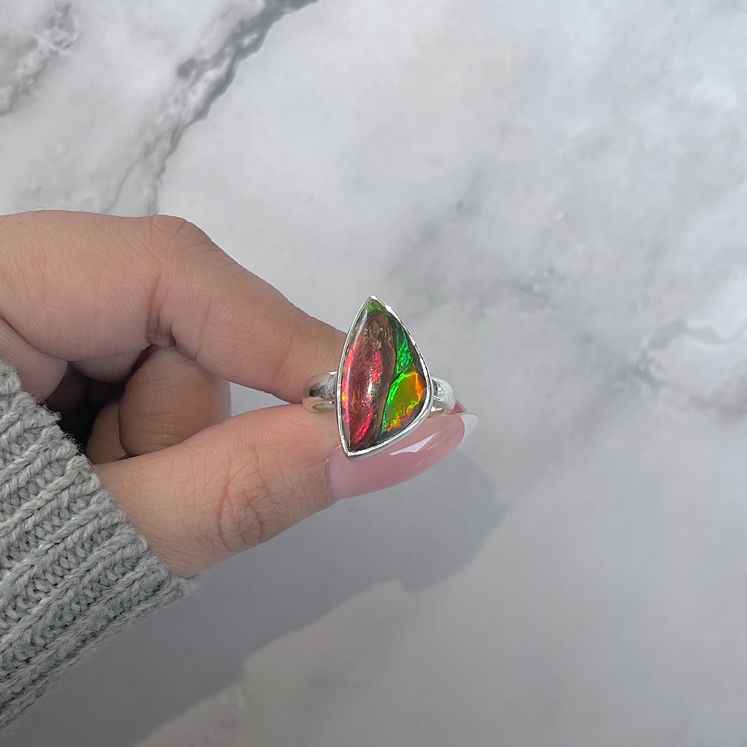 Ammolite Adjustable Ring-(AML-R-182.)