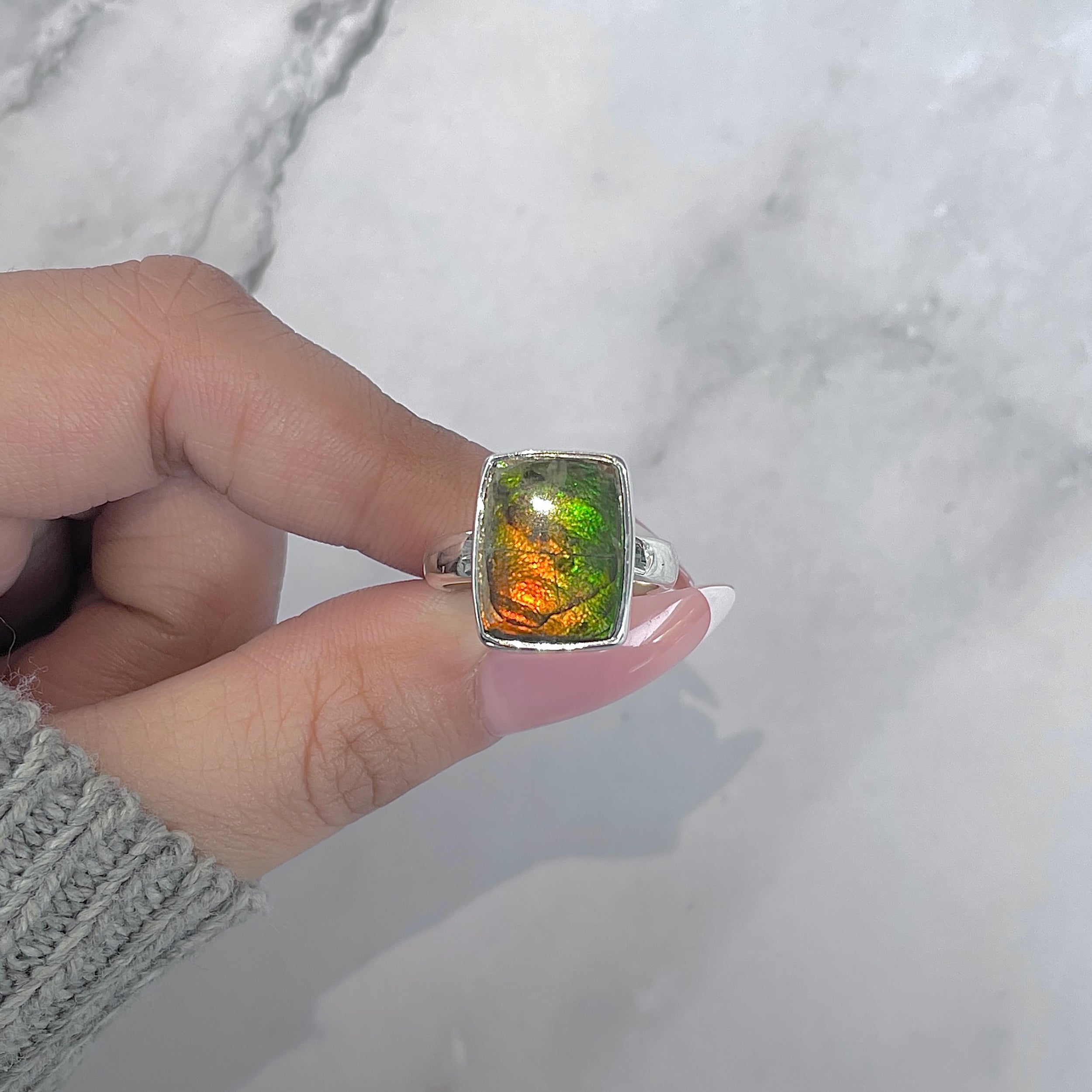 Ammolite Adjustable Ring-(AML-R-183.)