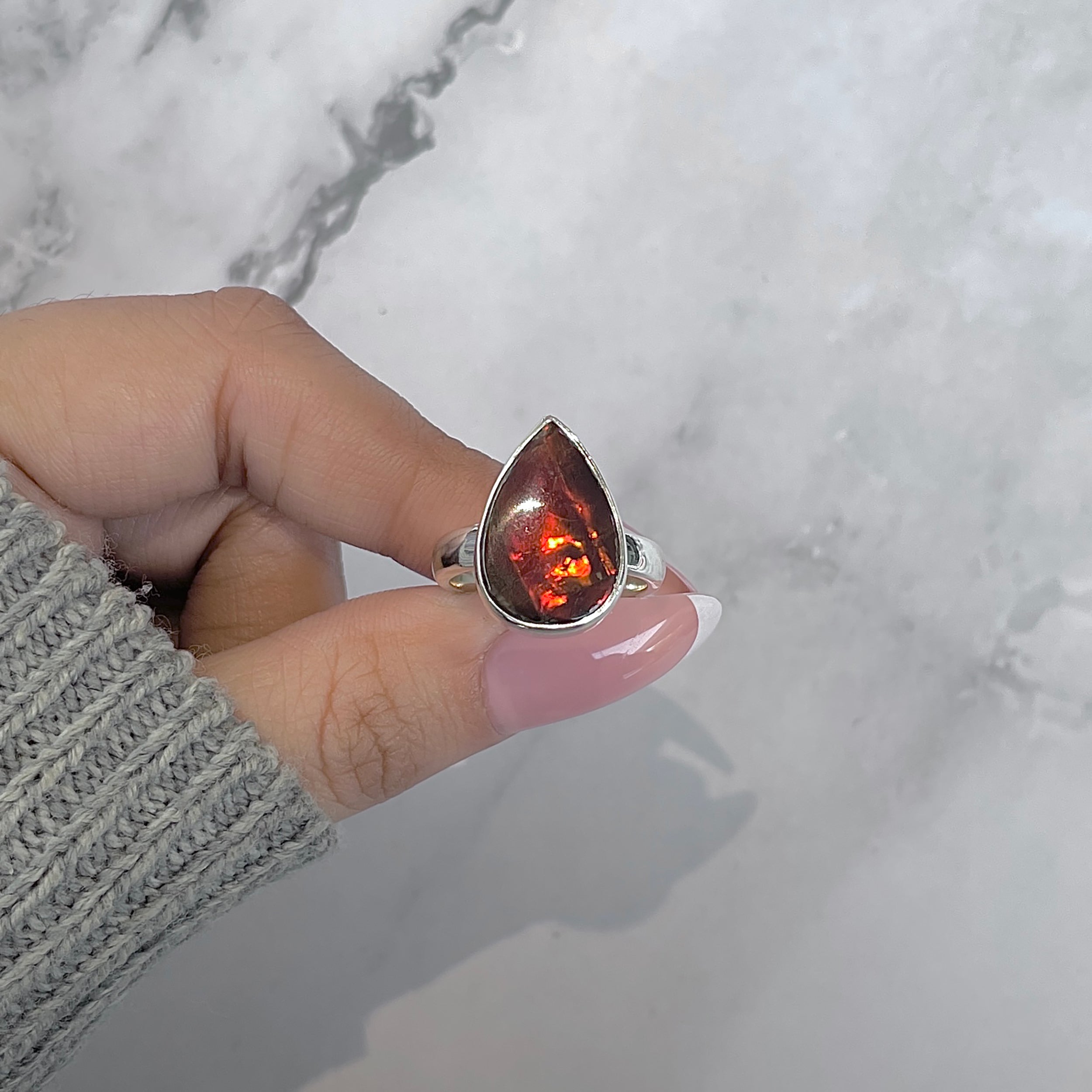 Ammolite Adjustable Ring-(AML-R-185.)