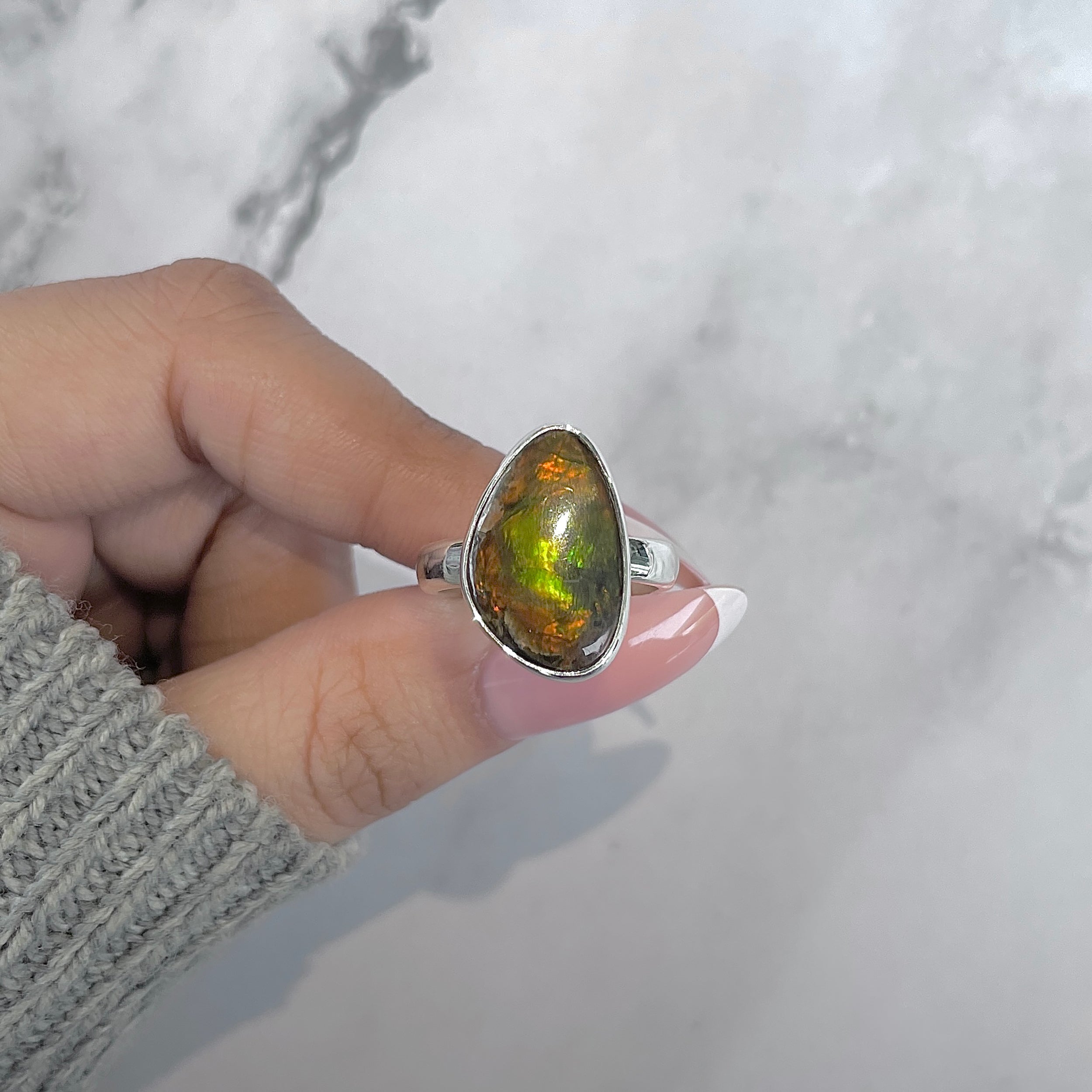 Ammolite Adjustable Ring-(AML-R-186.)