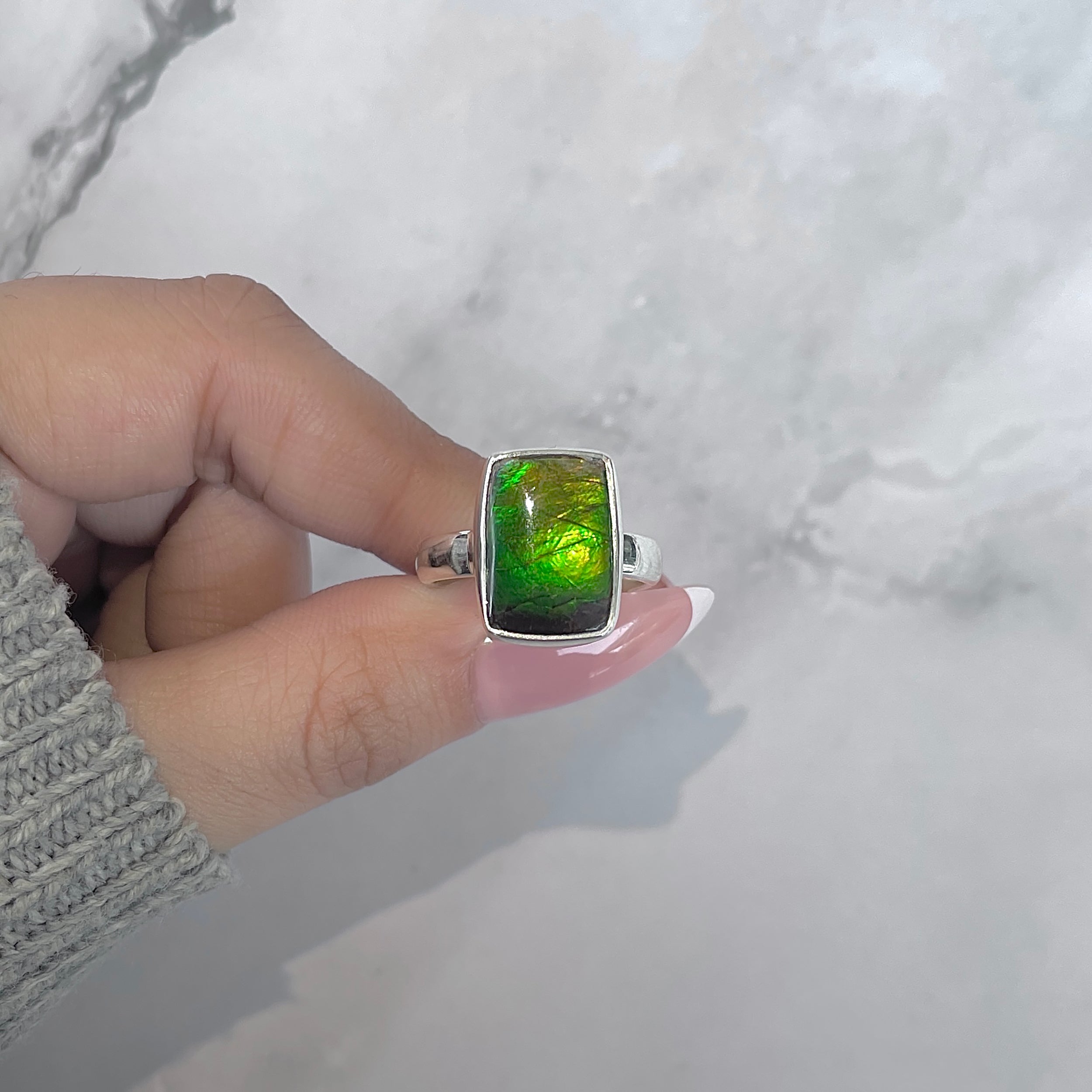 Ammolite Adjustable Ring-(AML-R-187.)