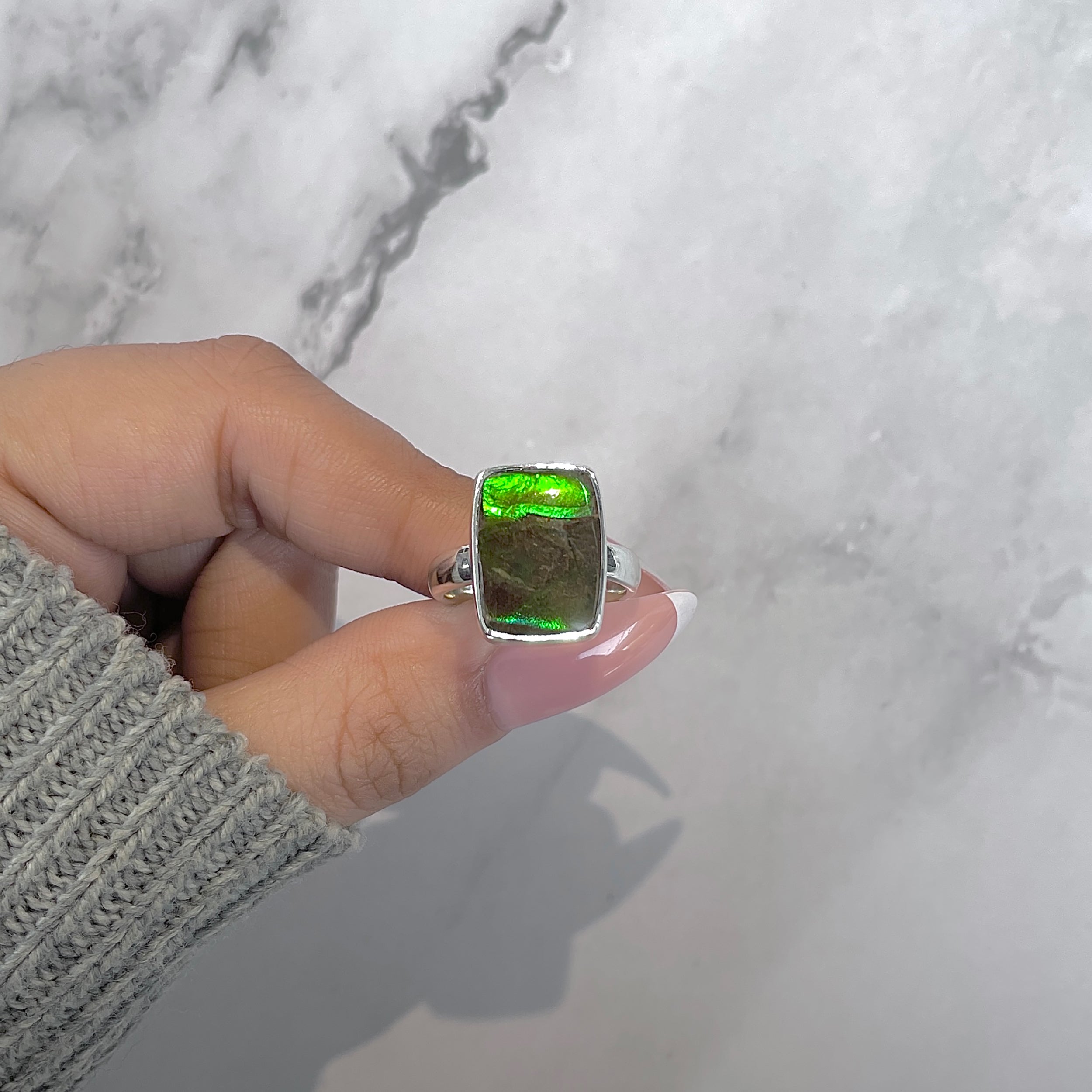Ammolite Adjustable Ring-(AML-R-188.)