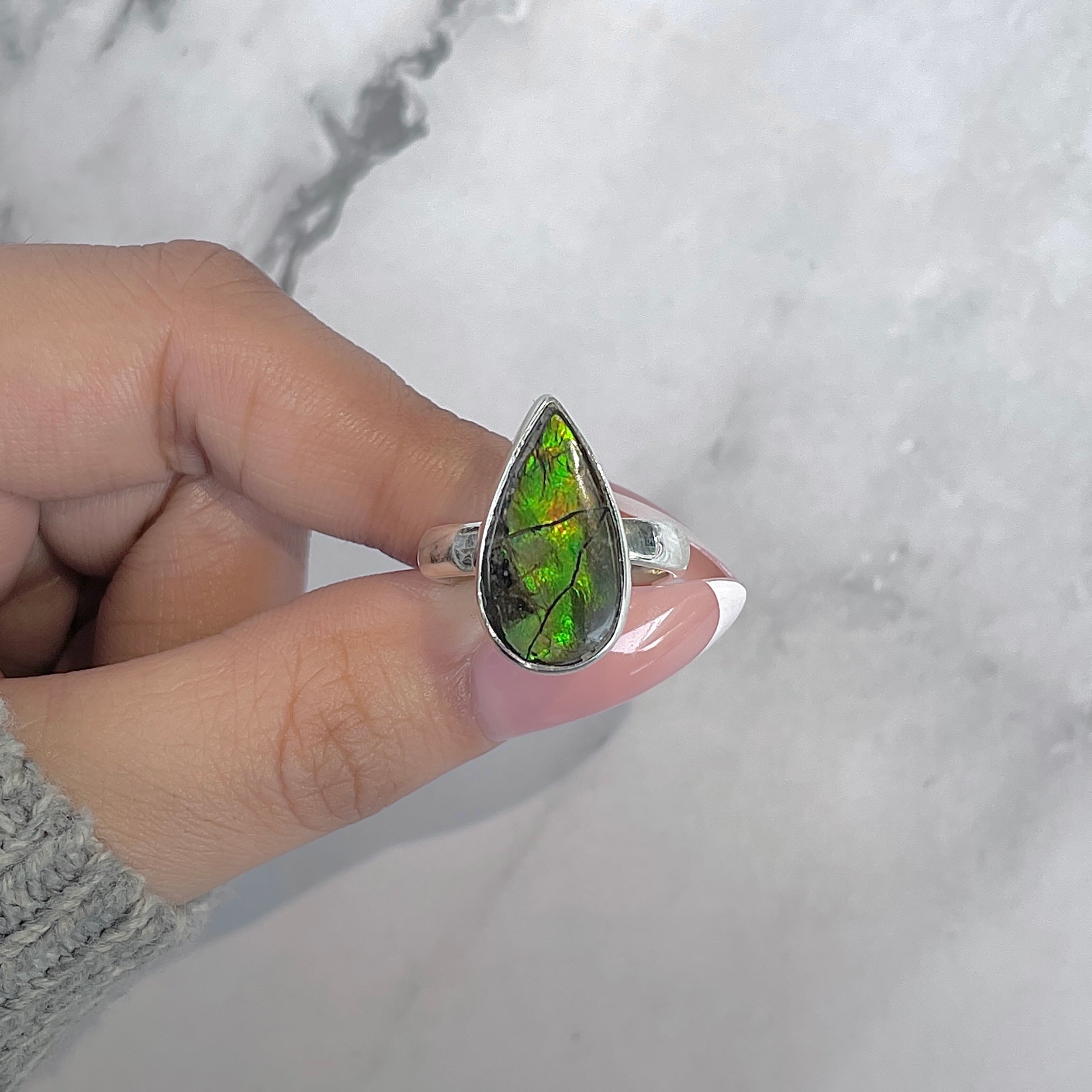Ammolite Adjustable Ring-(AML-R-189.)
