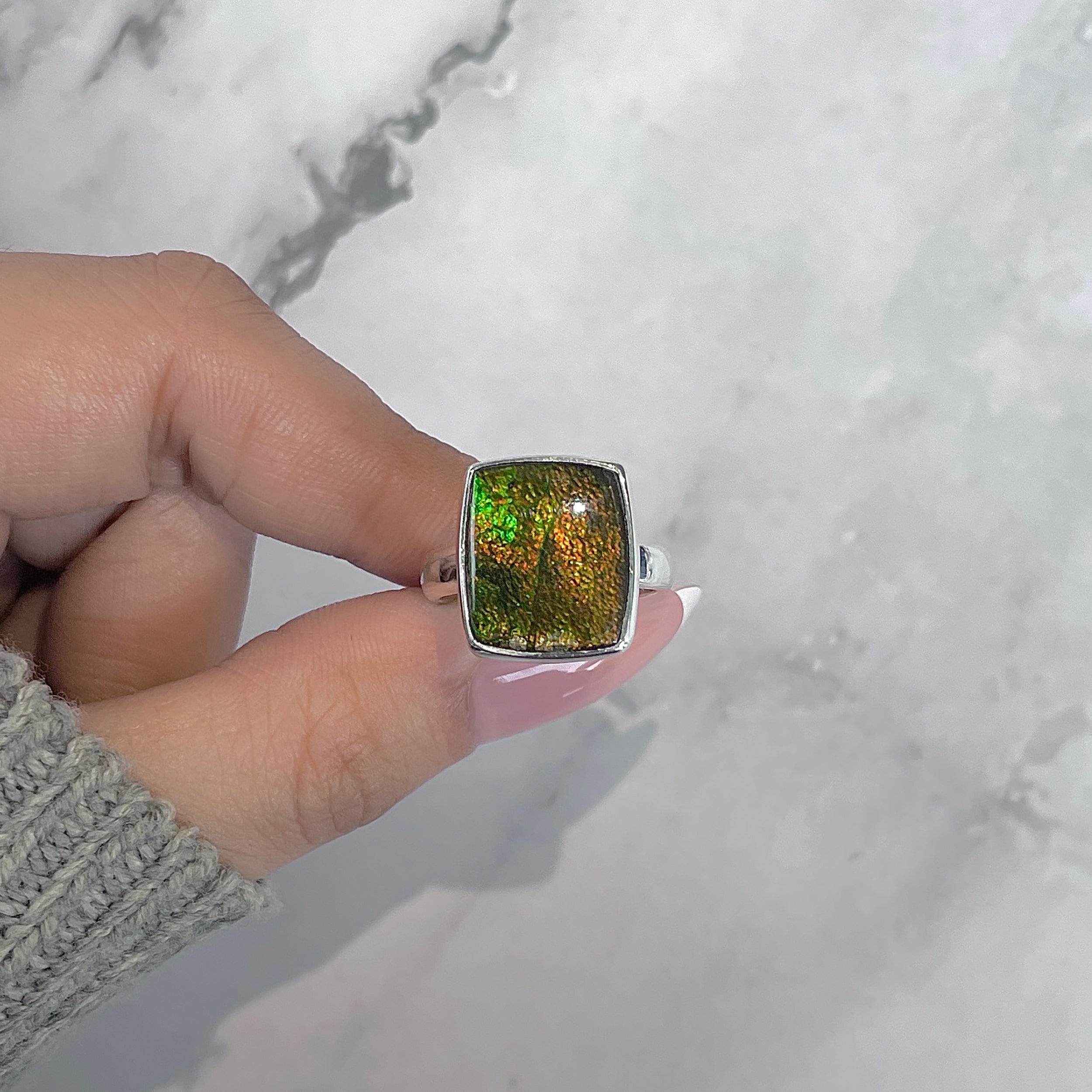 Ammolite Adjustable Ring-(AML-R-190.)