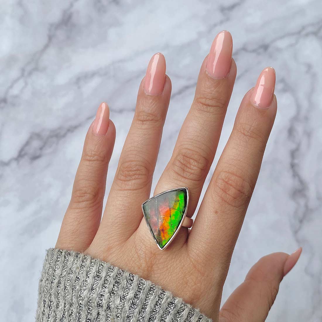 Ammolite Adjustable Ring-(AML-R-58)