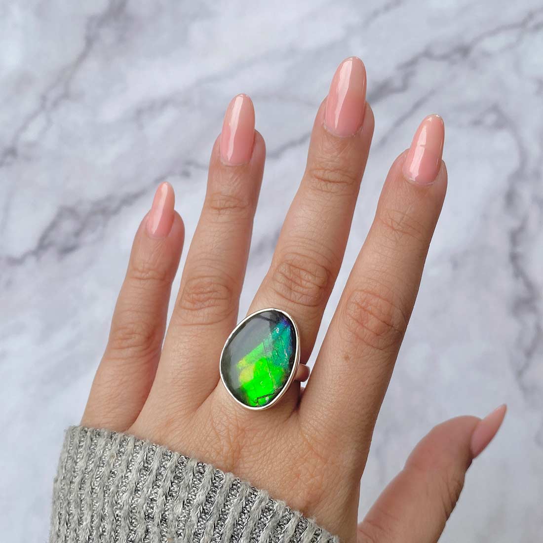 Ammolite Adjustable Ring-(AML-R-66)